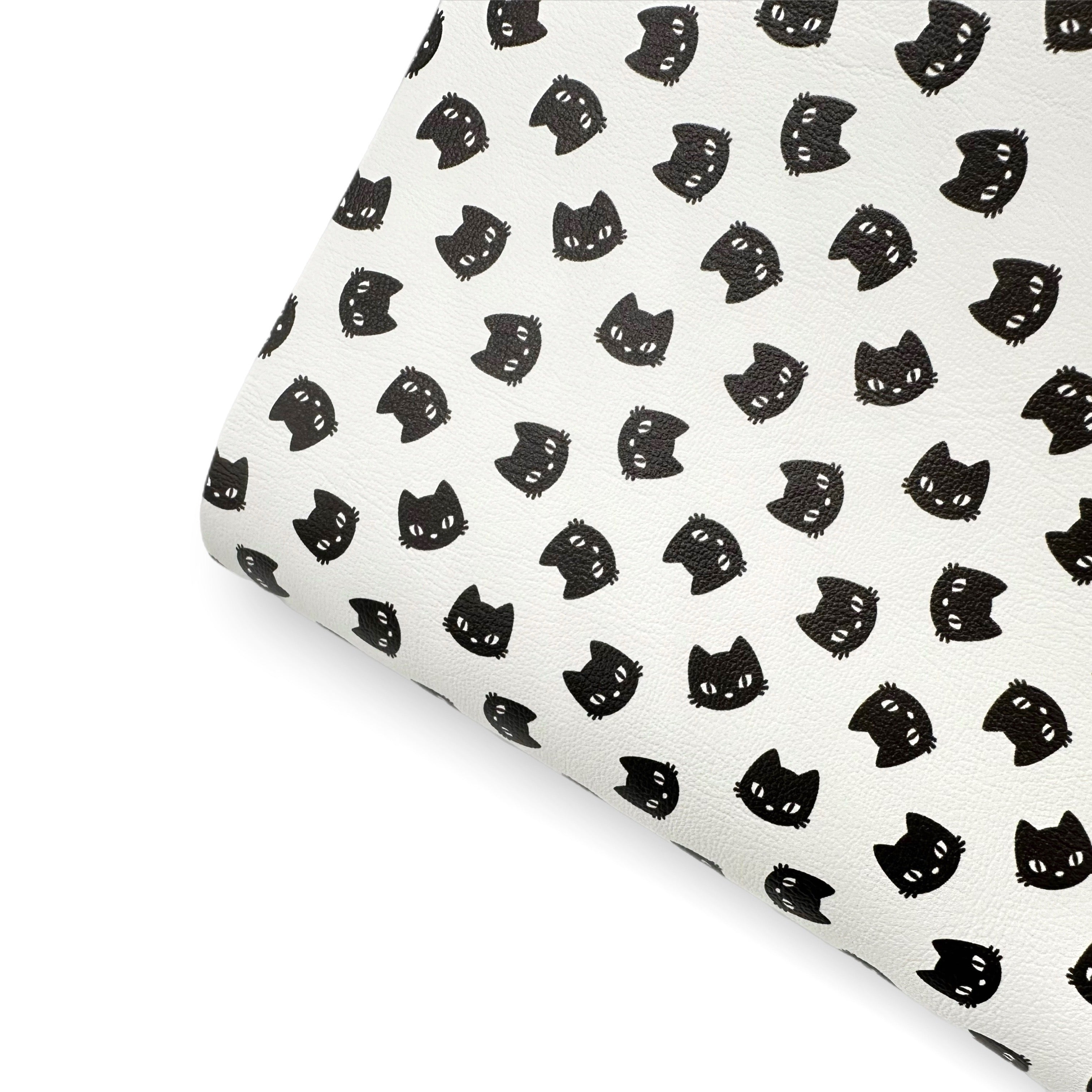 Black Cats Premium Faux Leather Fabric