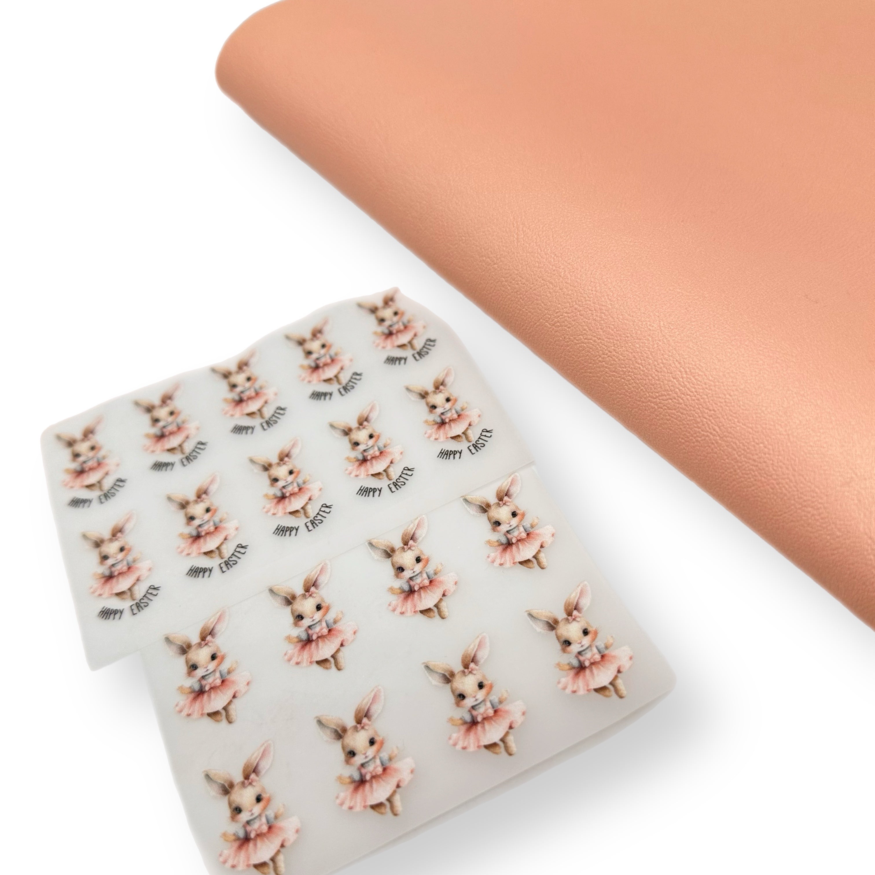 Blossom Bunny Peachy Pink Core Colour Premium Faux Leather Fabric Sheets