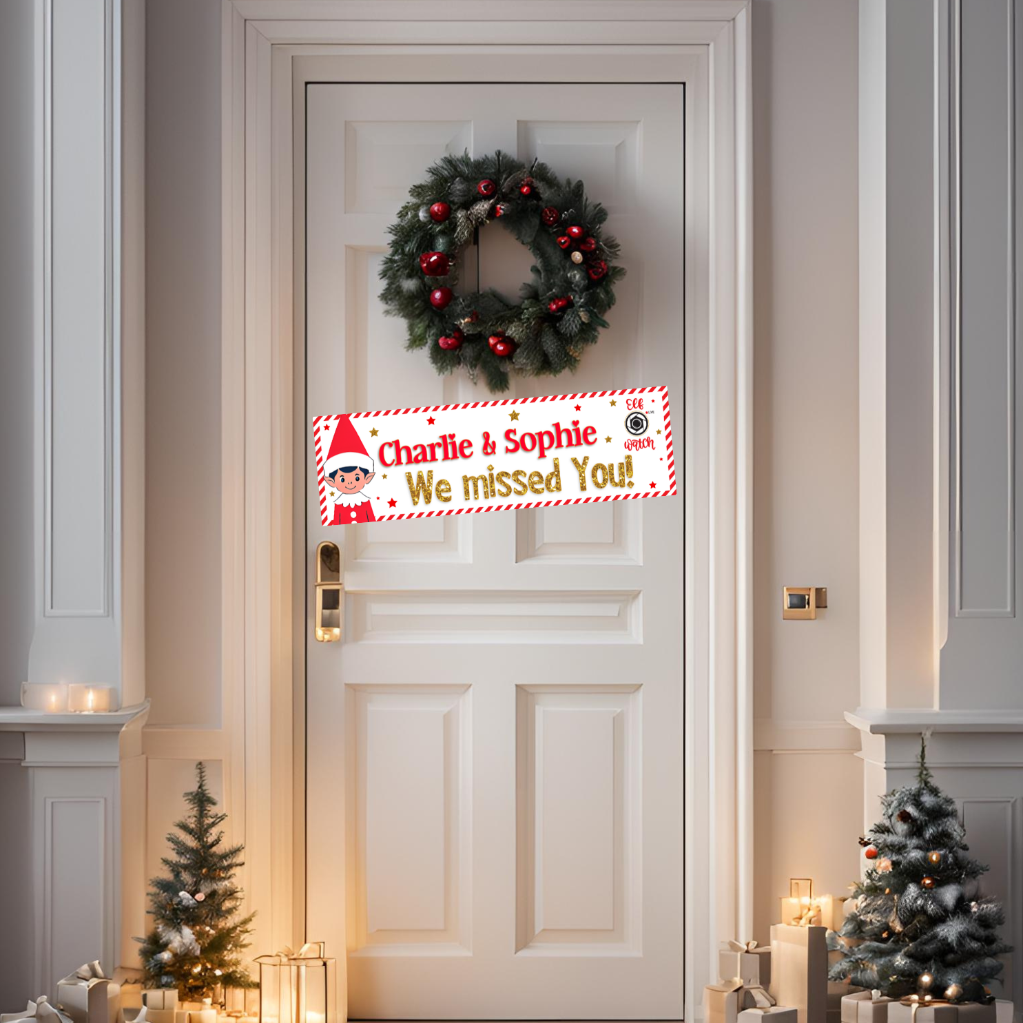 Elf Return Arrival Personalised Faux Leather Banner