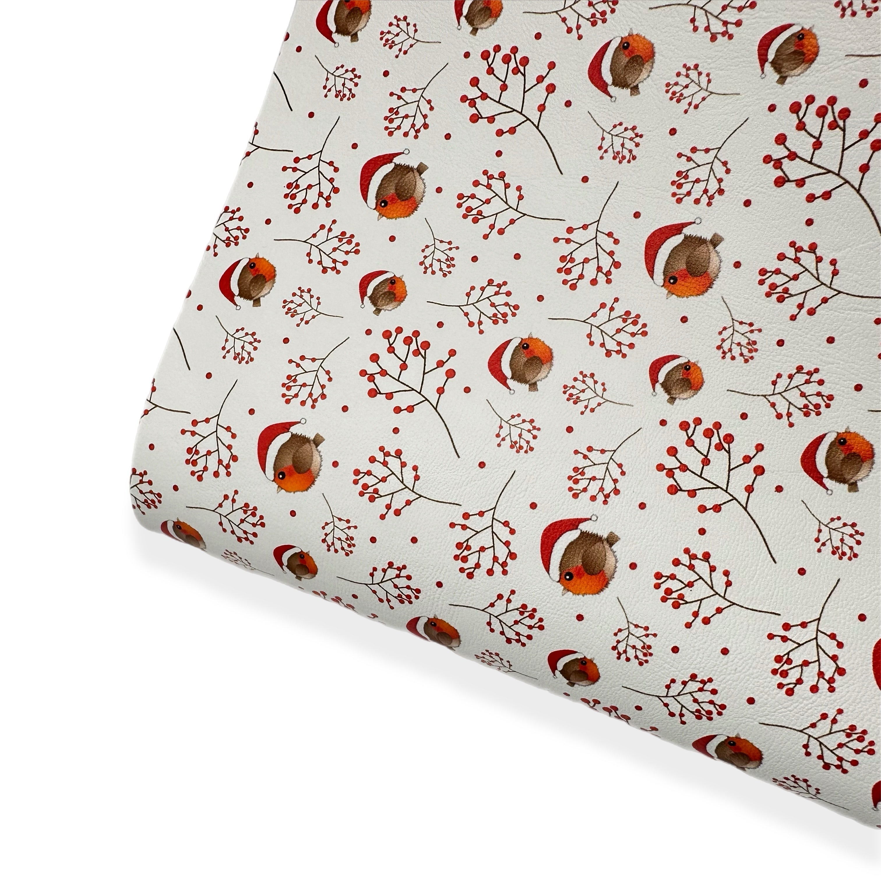 The Xmas Robin Premium Faux Leather Fabric