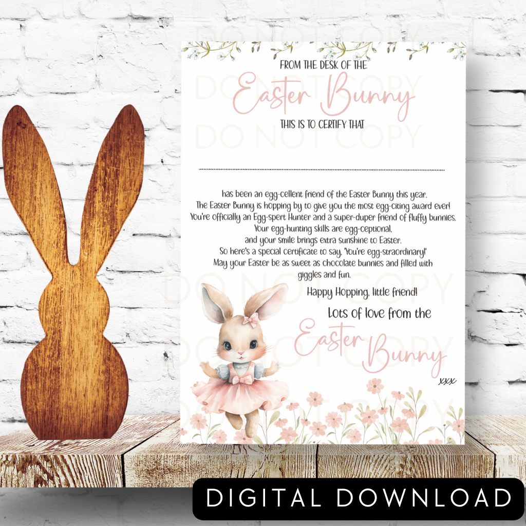 Easter Bunny Girl Easter Certificate Digital Download