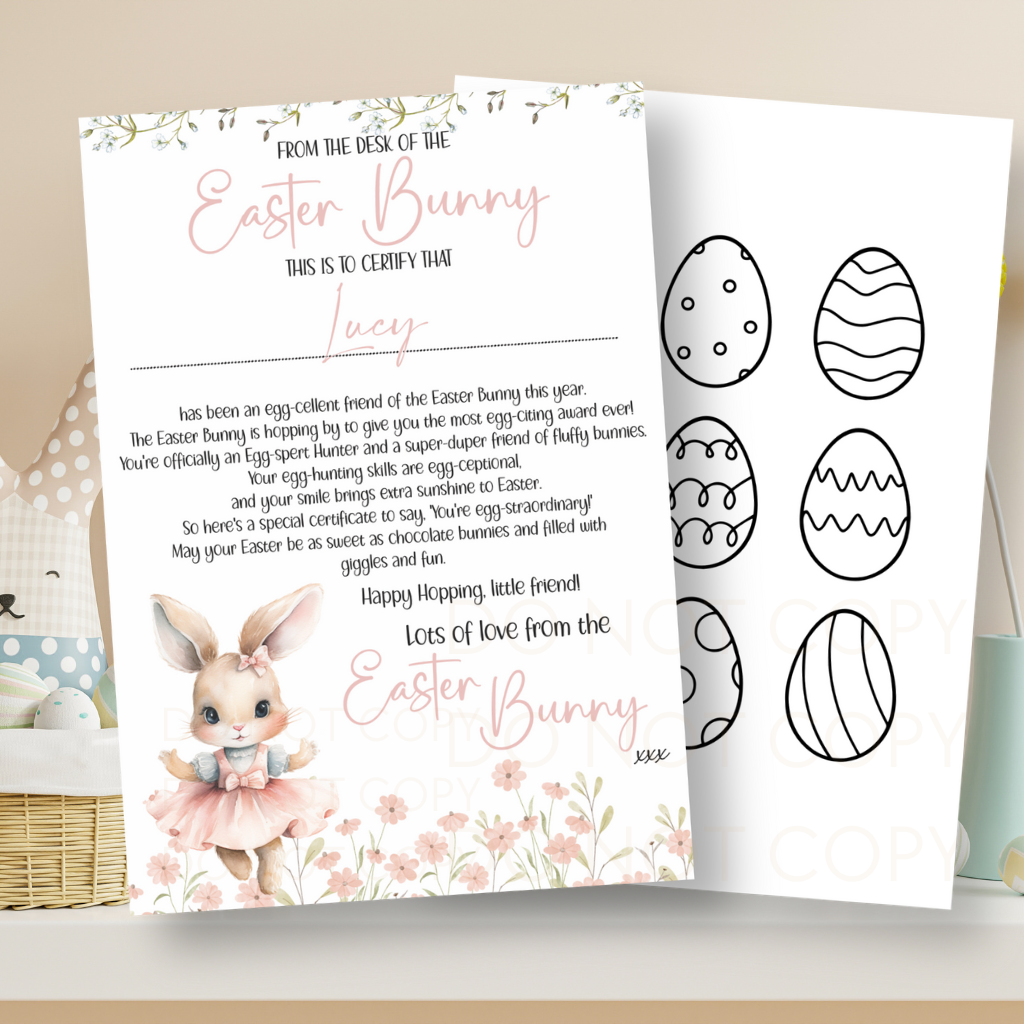 Exclusive Official Easter Bunny Girl Luxury Certificate Personalised Easter Canvas