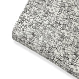 Christmas Colour Me In Doodle Premium Faux Leather Fabric