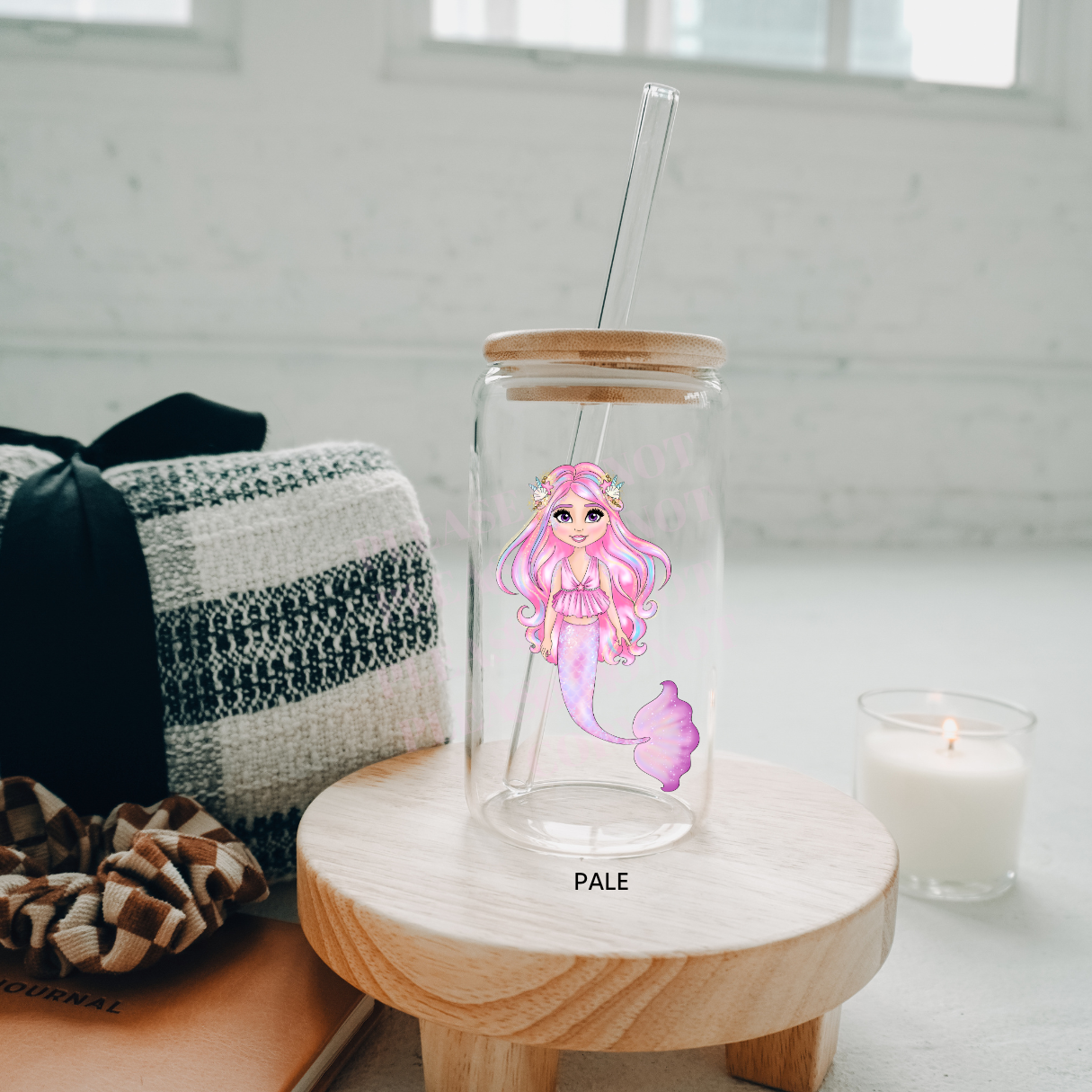 Pink Arielle Mermaid Dolly UV-DTF Decal - 10cm