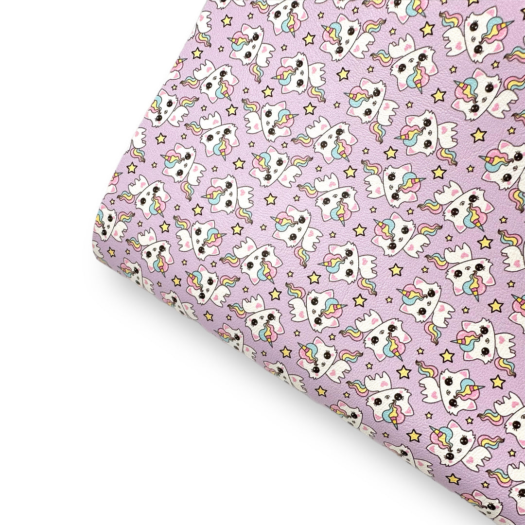 Lilac Kitticorn Premium Faux Leather Fabric