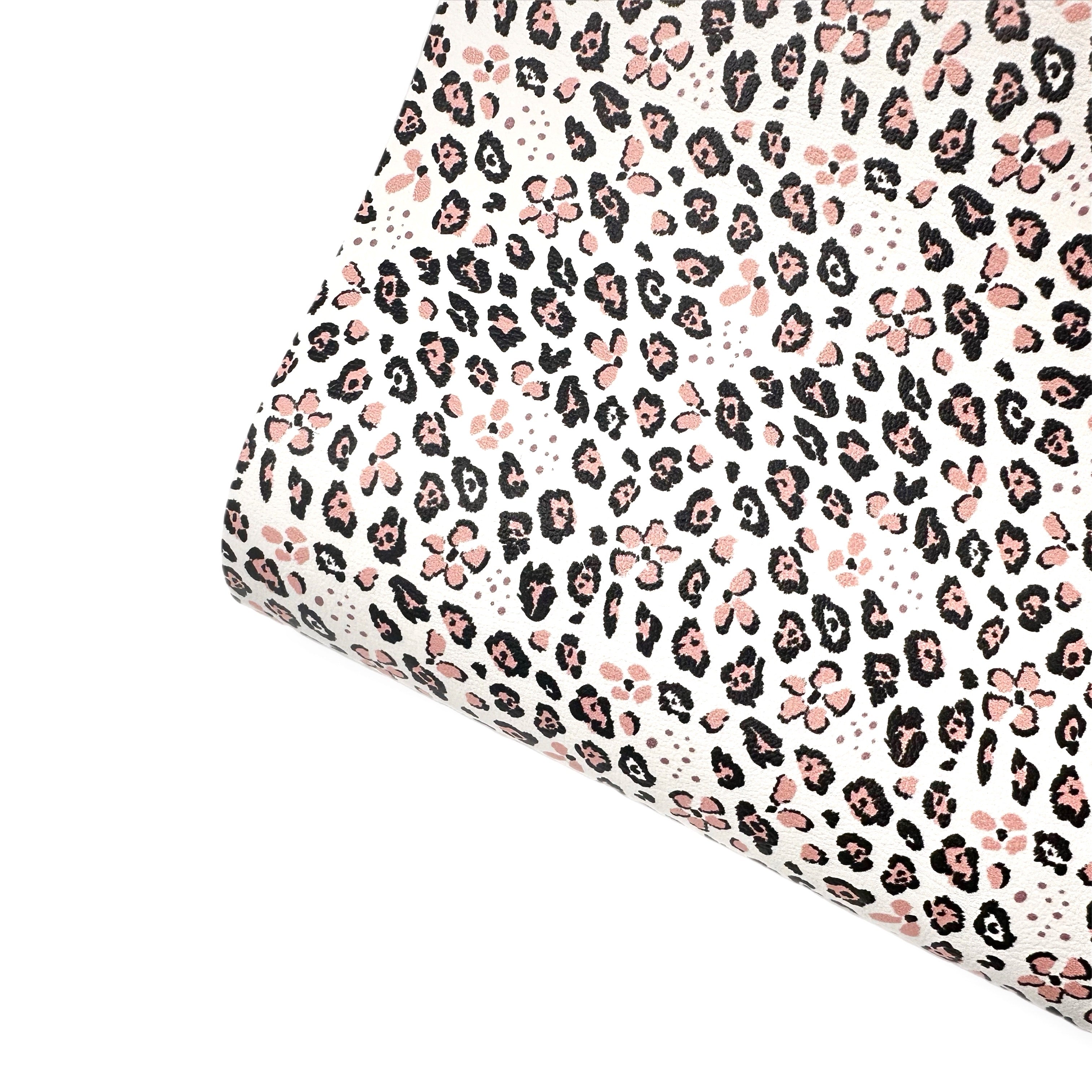Flowery Leopard Premium Faux Leather Fabric