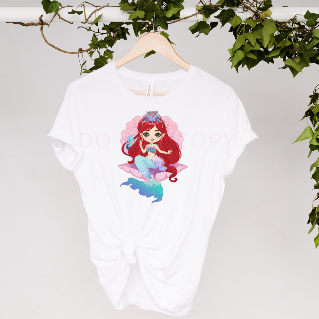 Aria Mermaid Doll Girl DTF Full Colour Iron on T Shirt Transfers