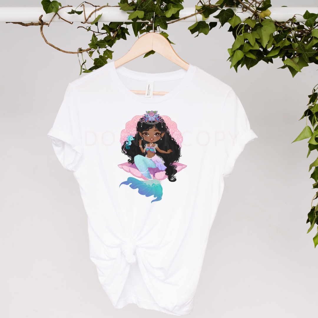 Marina Mermaid Doll Girl DTF Full Colour Iron on T Shirt Transfers