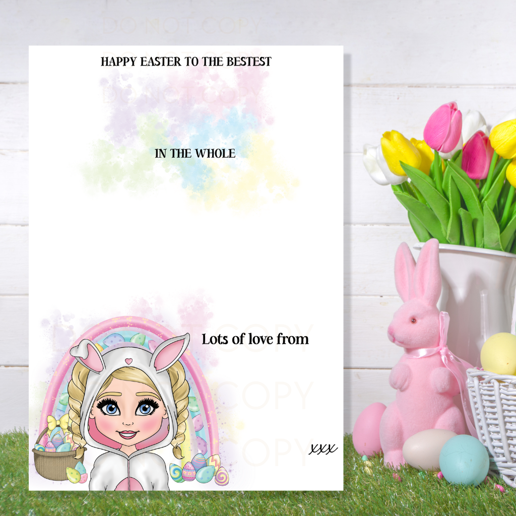 Easter Onesie Girl Bunny Galaxy Chocolate Boards- Premium Card