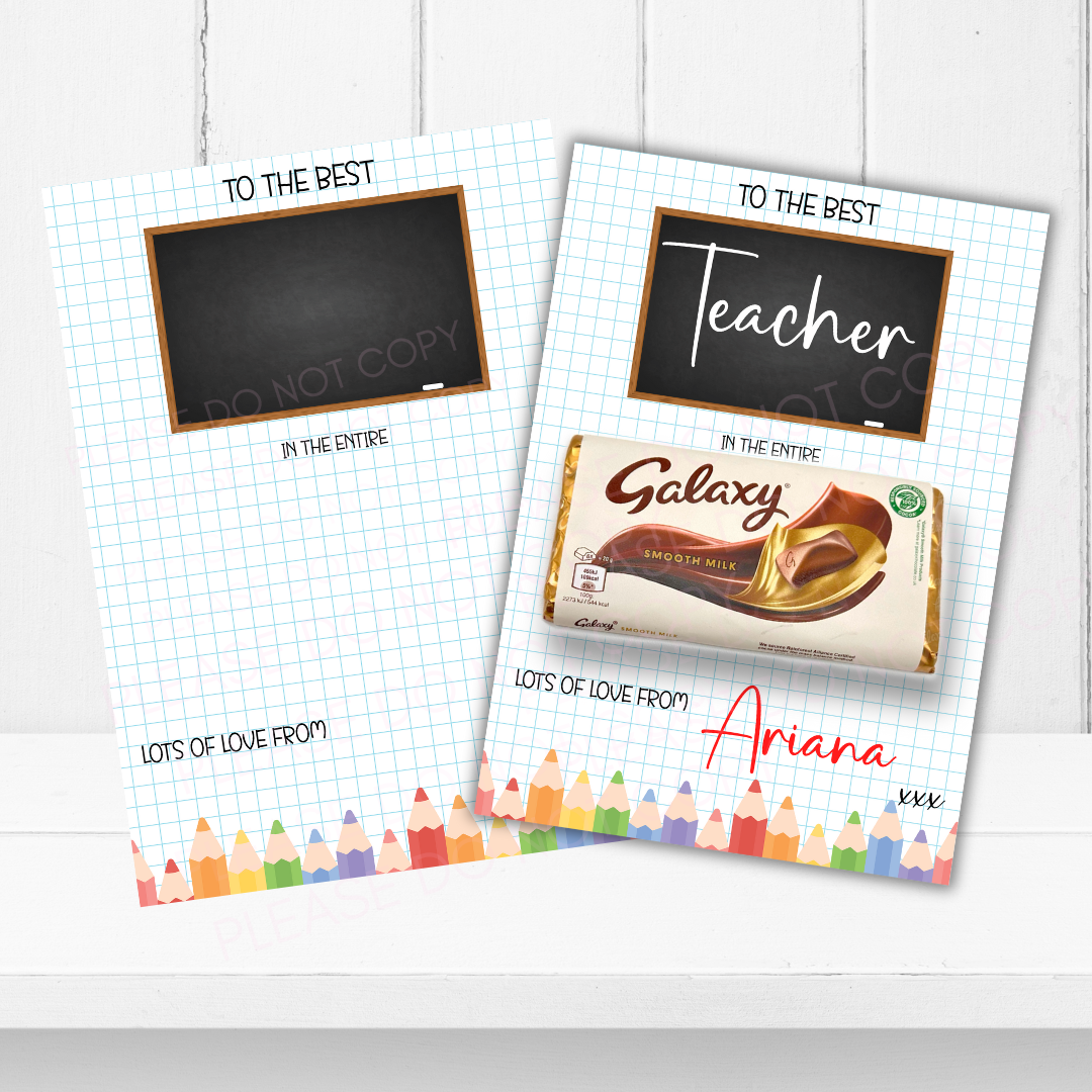 Best Teacher Maths In the entire Galaxy Chocolate Boards- Premium Card