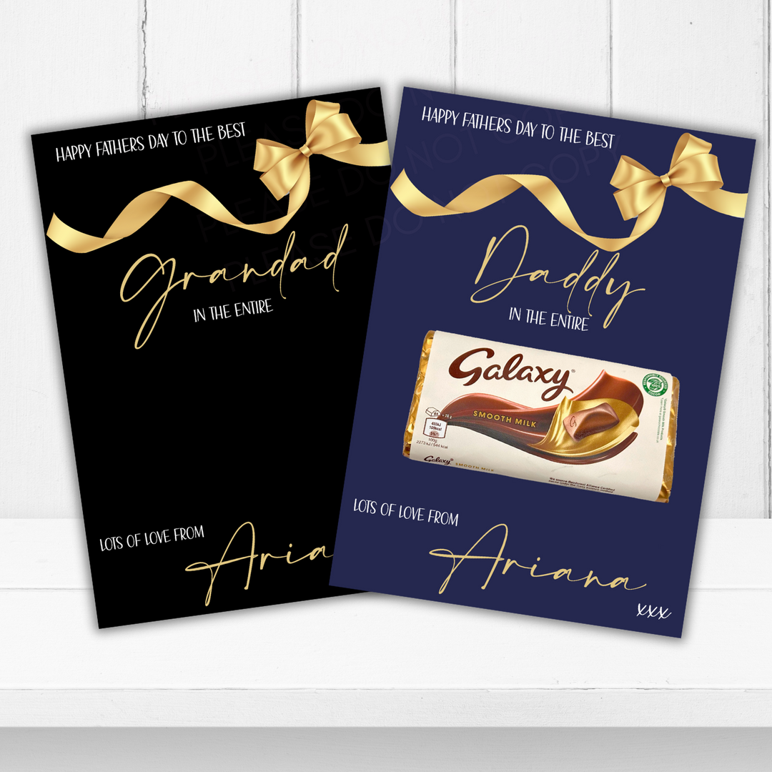 SALE- Gift Bow Fathers Day In the entire Galaxy Chocolate Boards- Premium Card