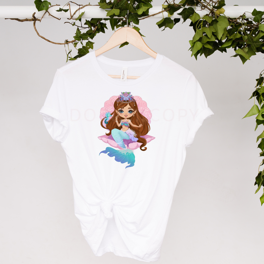 Coralia Mermaid Doll Girl DTF Full Colour Iron on T Shirt Transfers