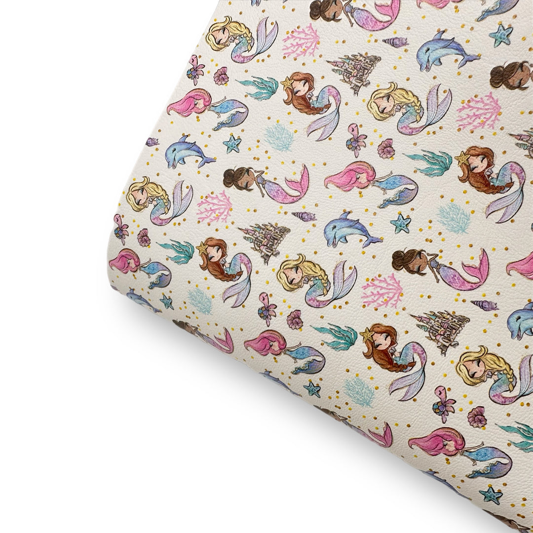 Mermaid & Her Besties Premium Faux Leather Fabric