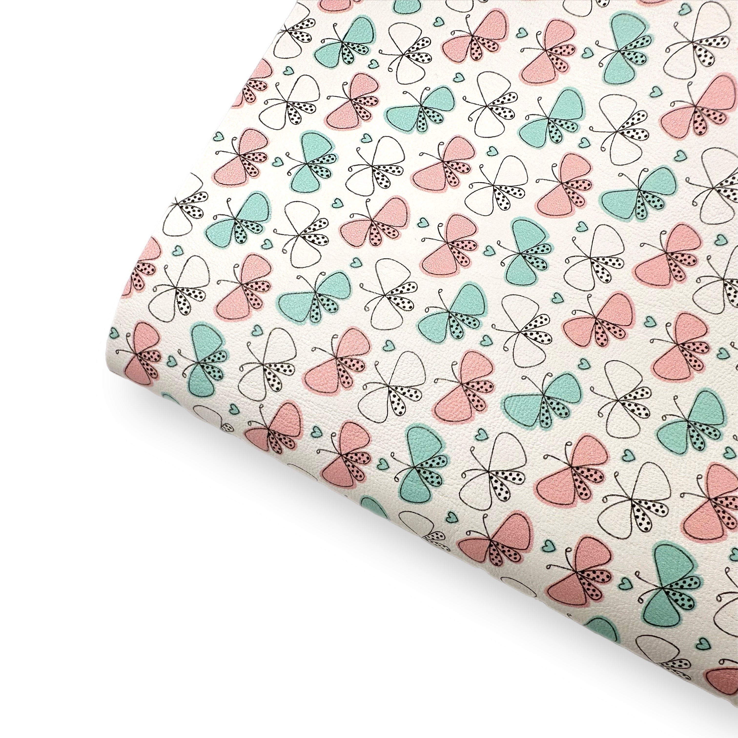 Polka Butterflies Premium Faux Leather Fabric