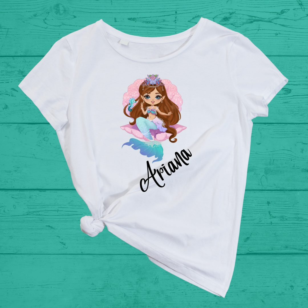 Coralia Mermaid Doll Girl DTF Full Colour Iron on T Shirt Transfers