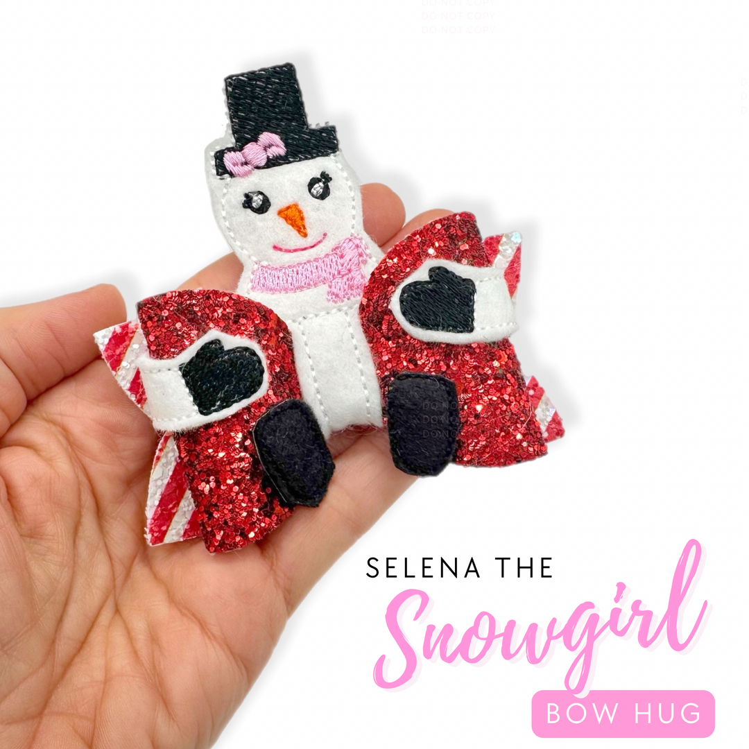 Selena the Snow girl Bow Hug Wrap Around & Pops Feltie Set