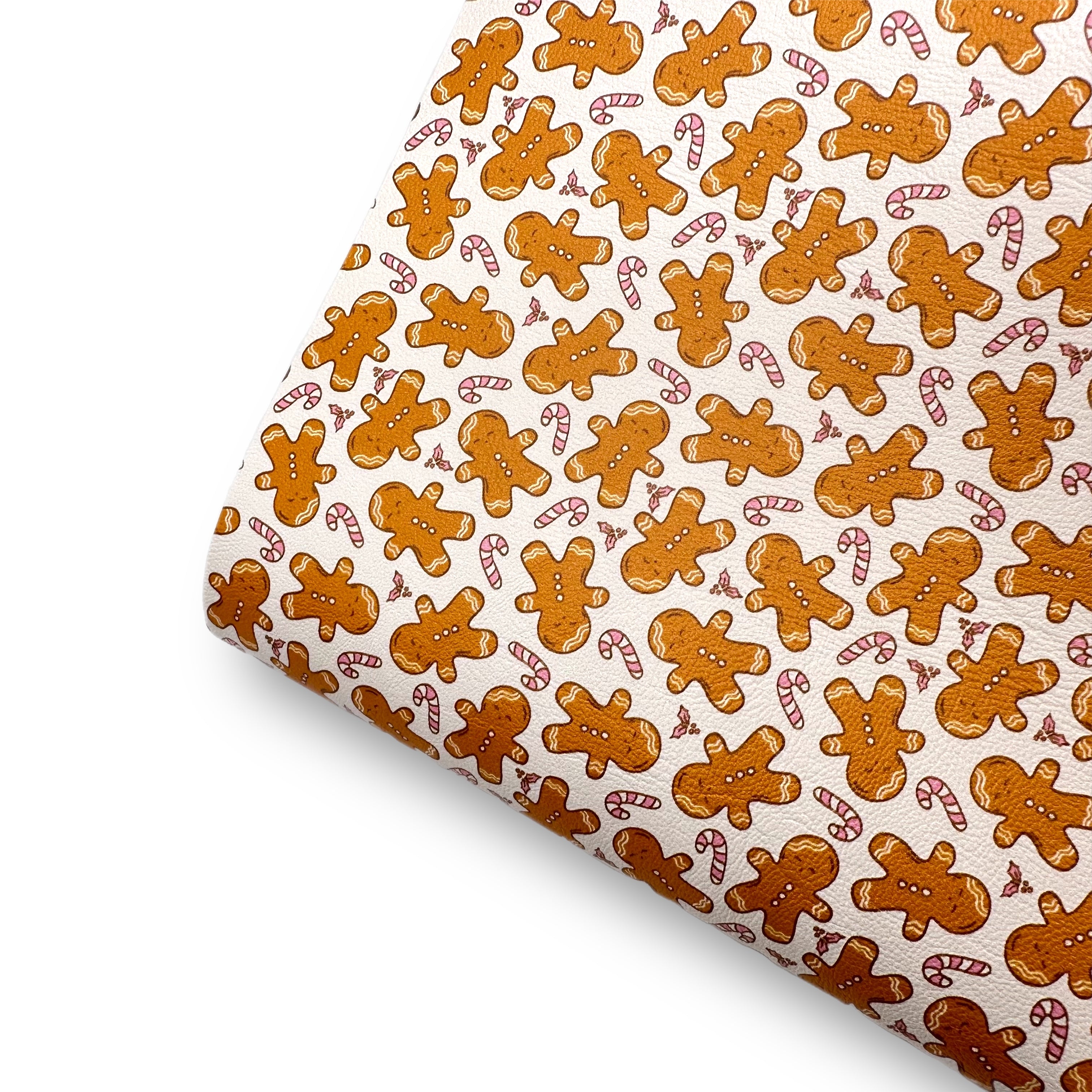 Gingerbread Party Premium Faux Leather Fabric Sheets