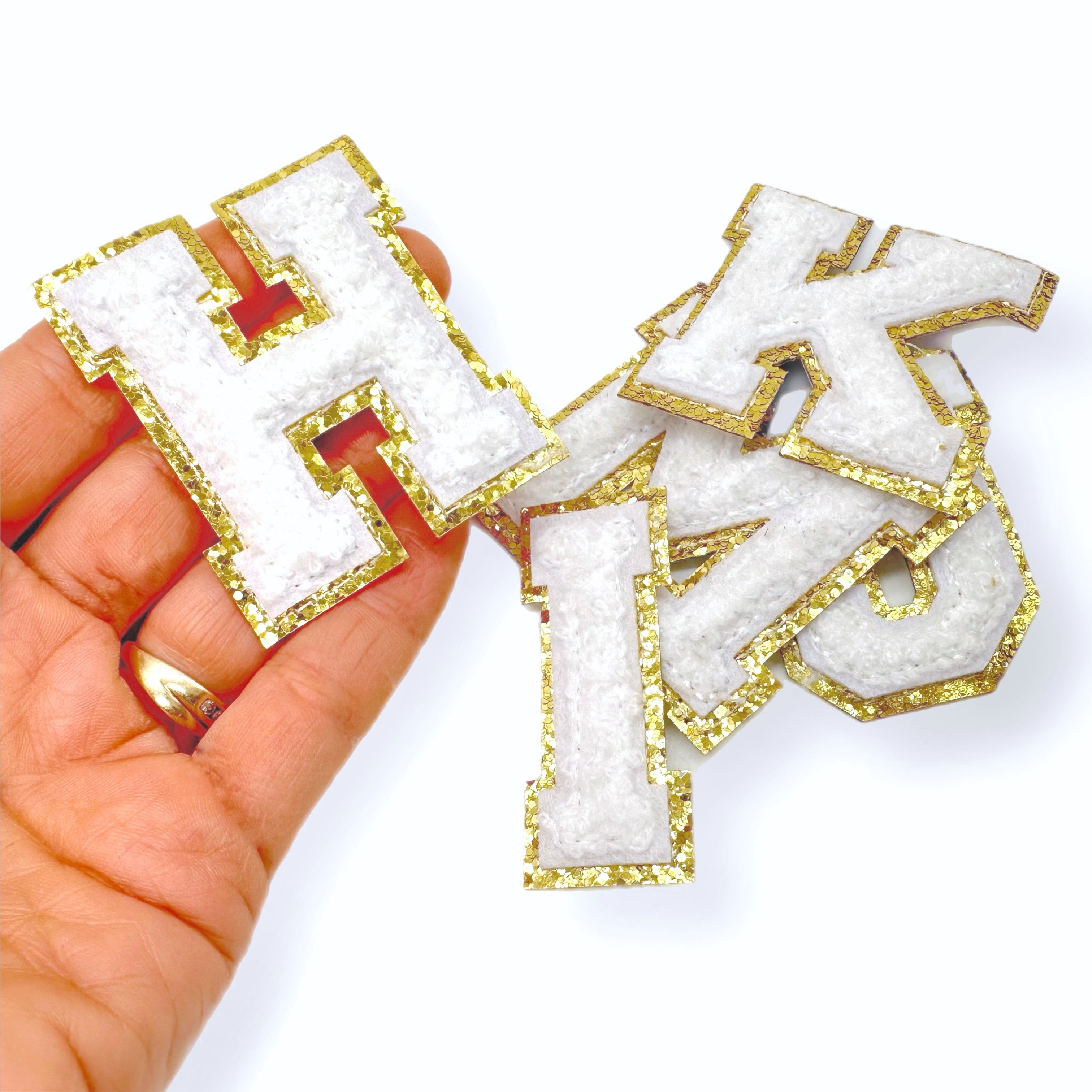 White Letters Chenille Patches