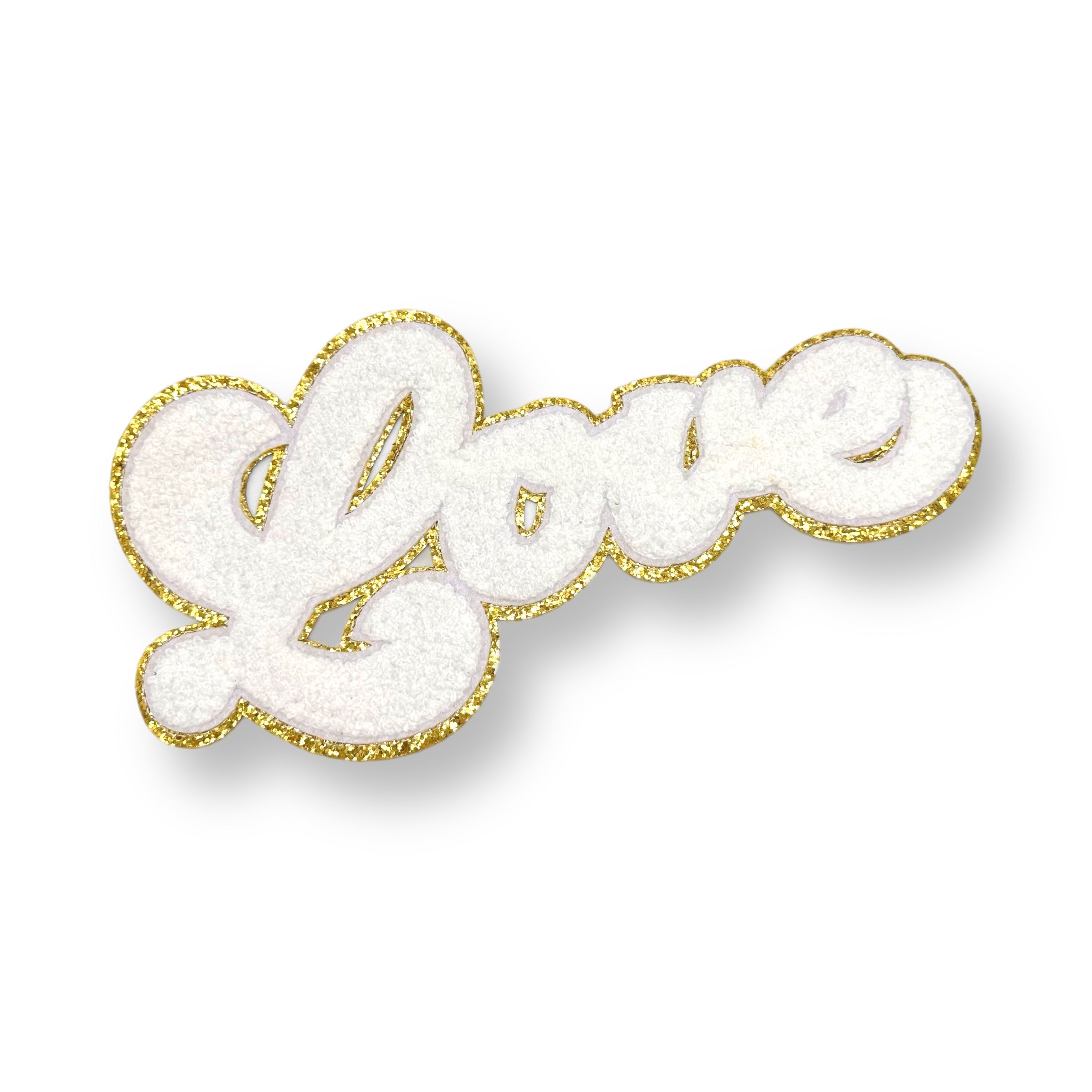 Love White Chenille Patches 10”