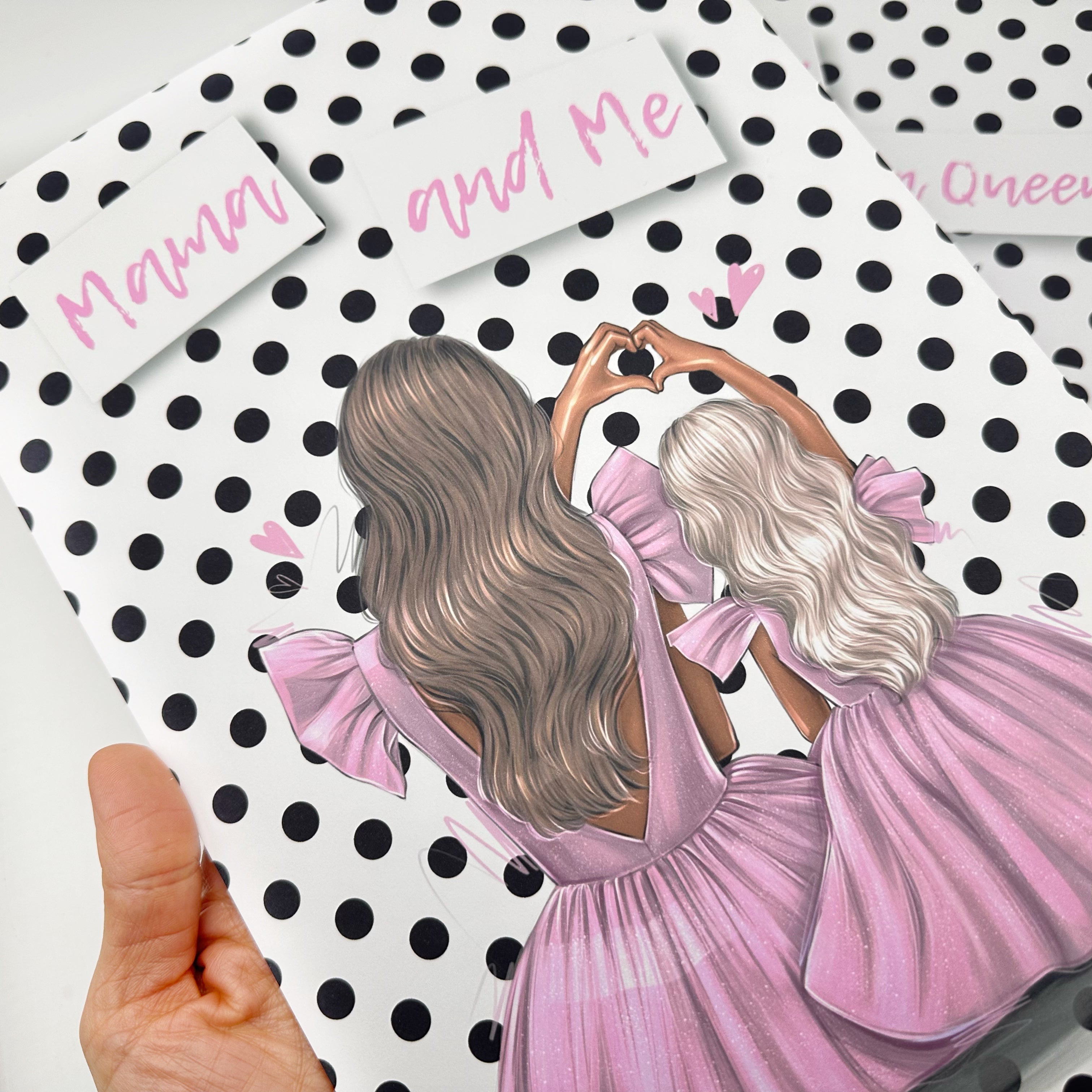 Polka Dot Mama & Me Girly Premium Card Framable Prints
