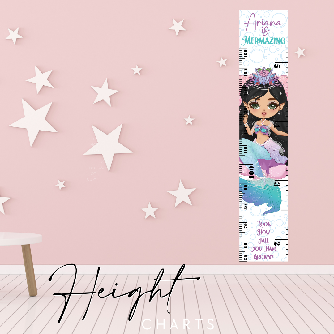 Mermaid Height Charts with optional personalisation