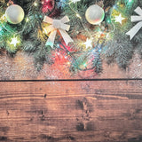 Bows & Lights Dark Wooden Xmas Canvas Photography Background