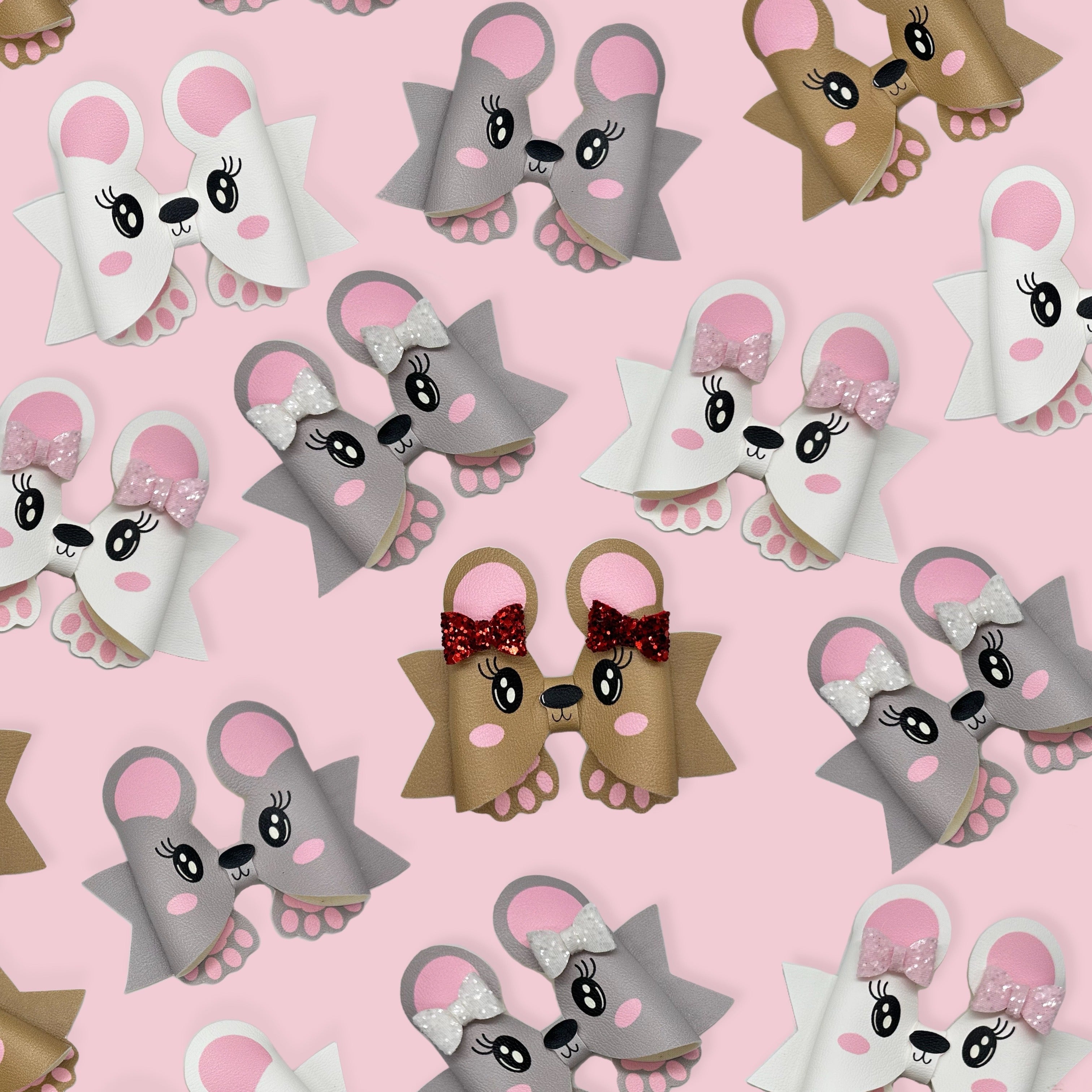 Maisie Mouse Faux Leather DIY Hair Bow Loops & Craft Cutout Sheets