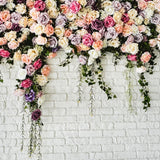 Flower Brick Wall Canvas Photography Background