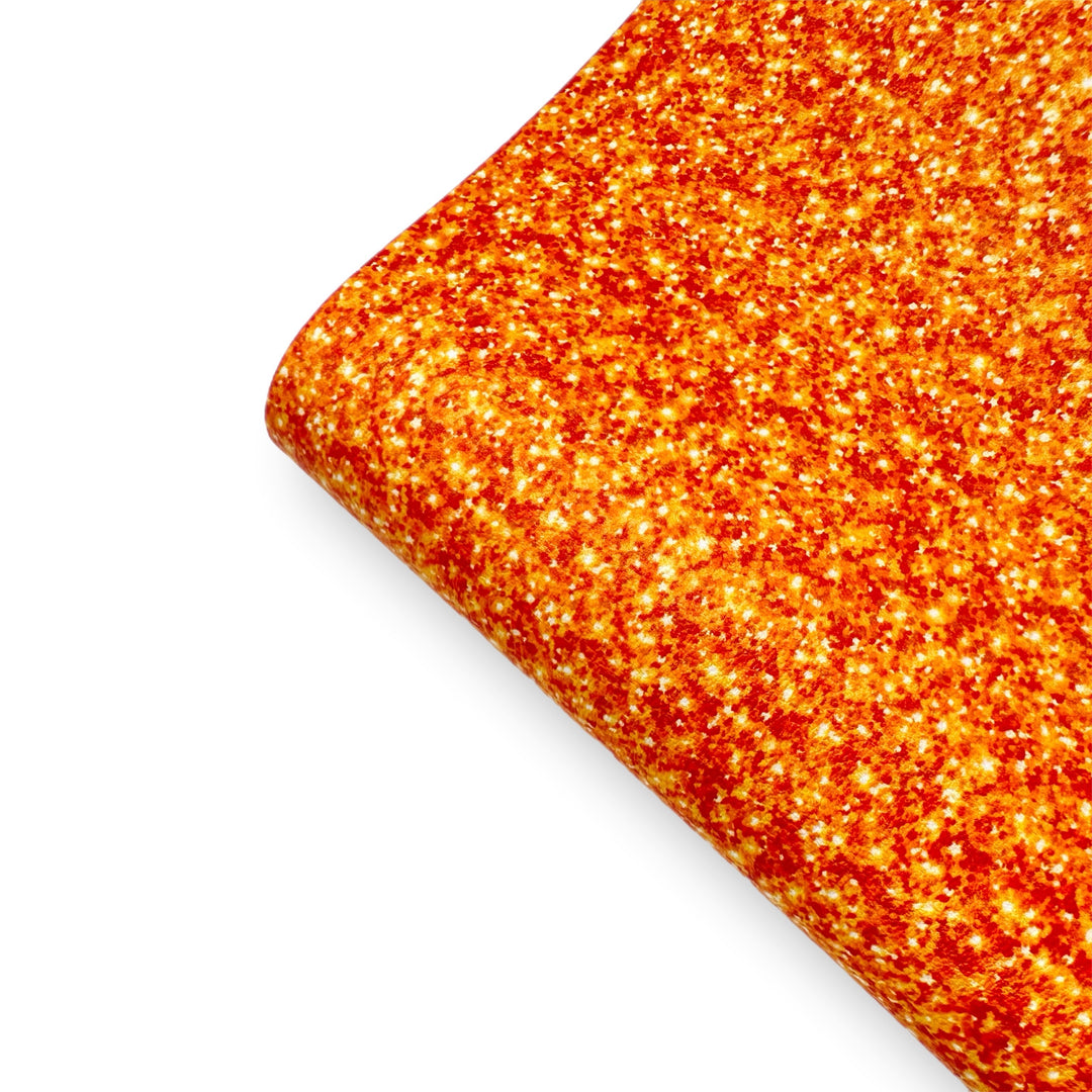 Pumpkin Orange Faux Glitter Effect Premium Faux Leather Fabric