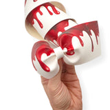 Blood Drip on White Faux Leather Mega Bow Strips