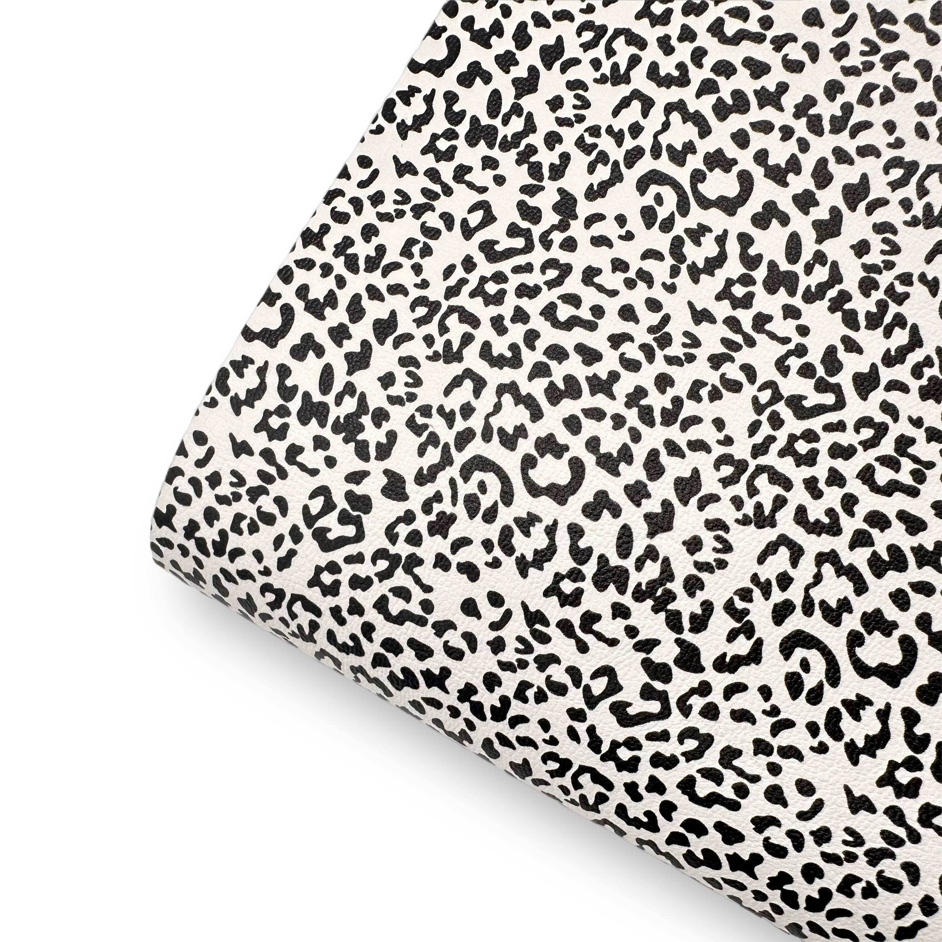 Monochrome Snow Leopard Premium Faux Leather Fabric