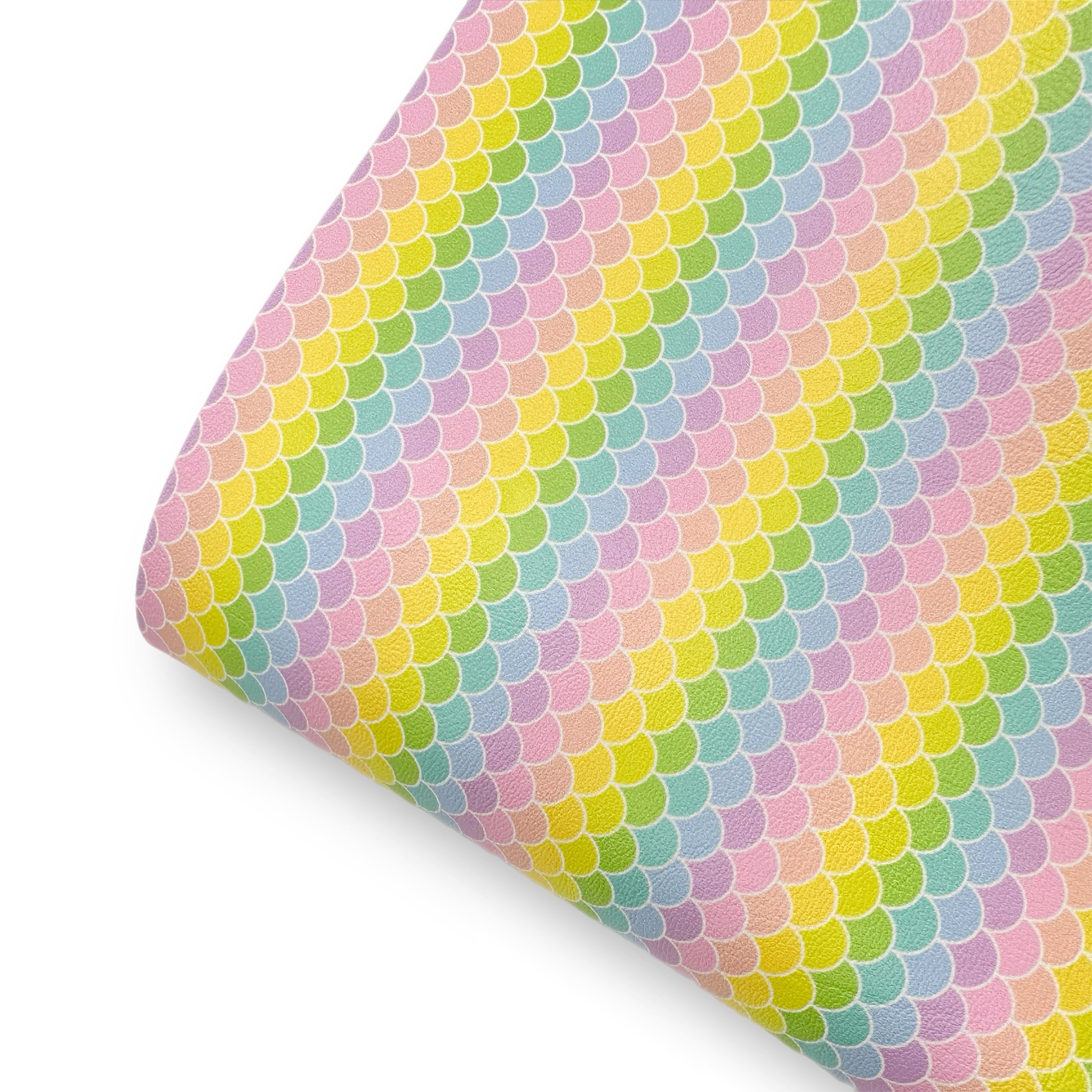 Pastel Rainbow Mermaid Tail Premium Faux Leather Fabric
