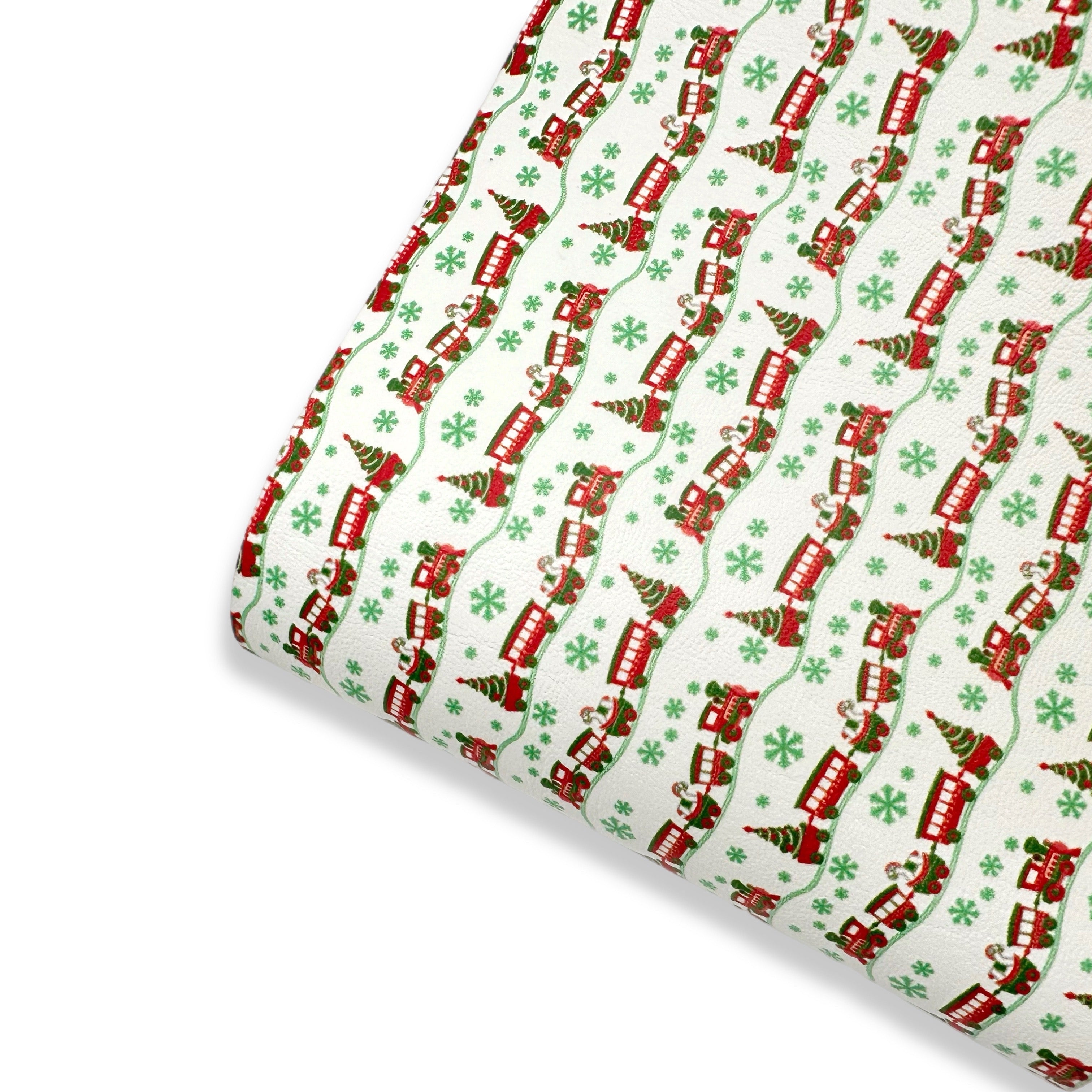 The Christmas Train Premium Faux Leather Fabric