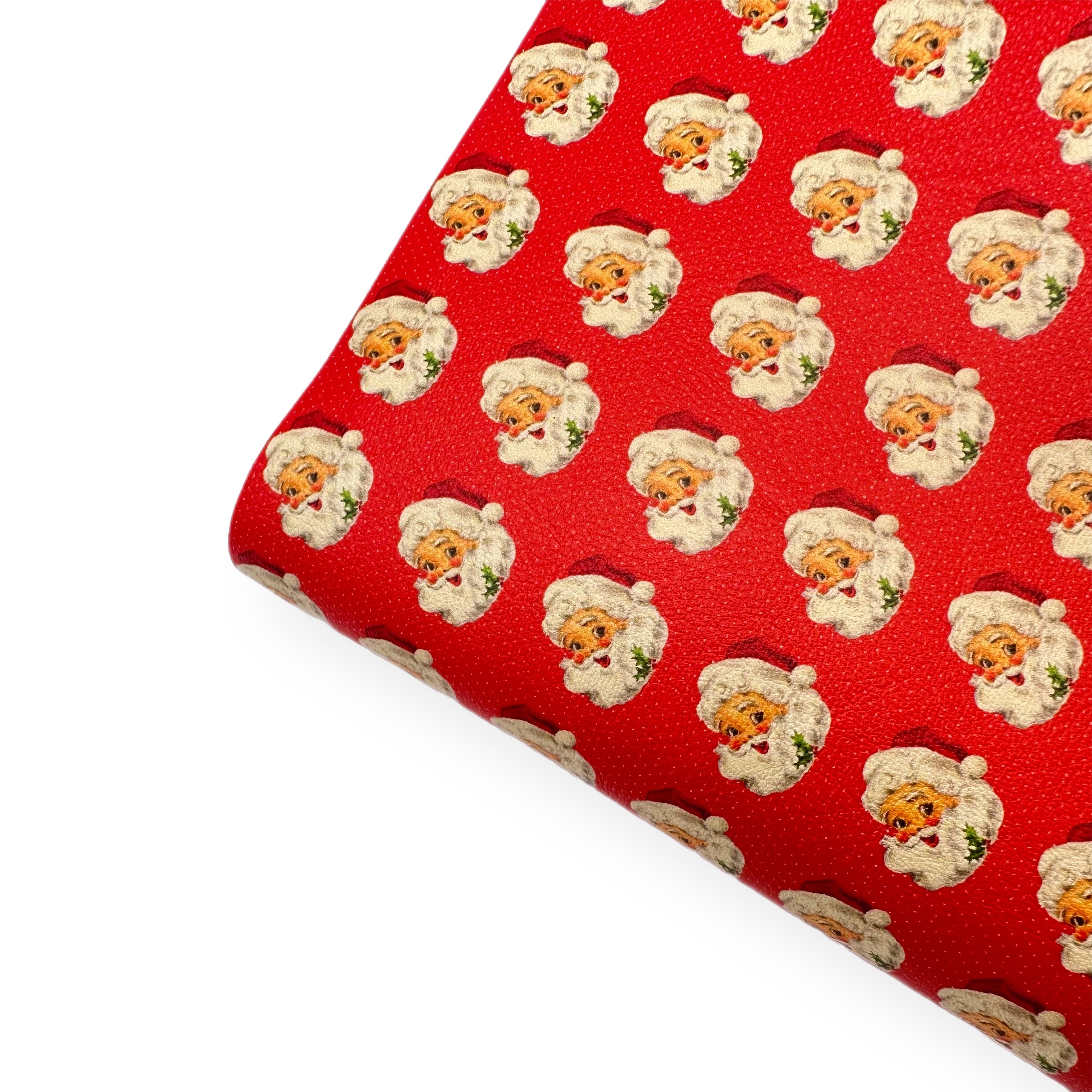 Polka Dot Red Vintage Santa Premium Faux Leather Fabric Sheets