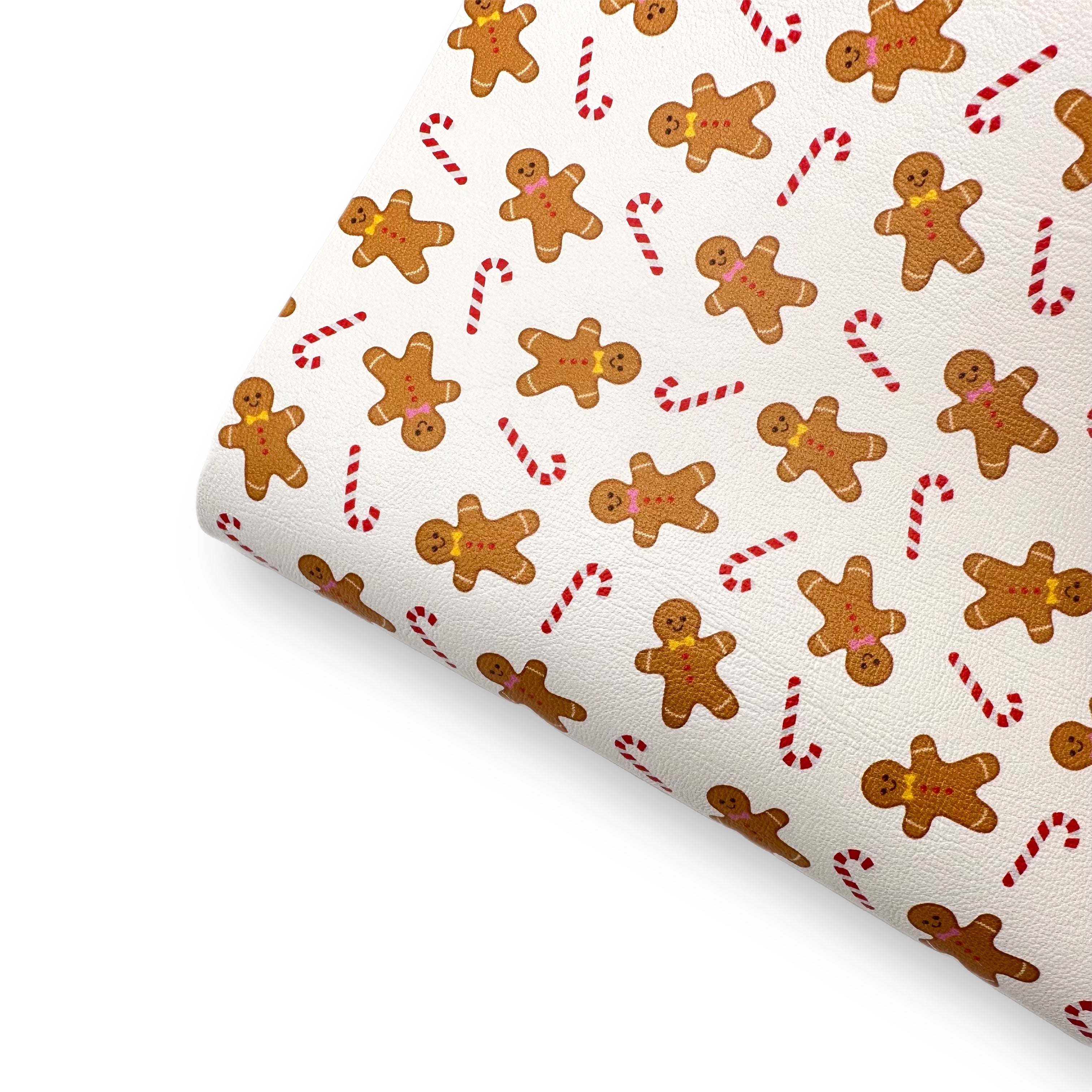 Gingerbreads & Candy Canes Premium Faux Leather Fabric Sheets