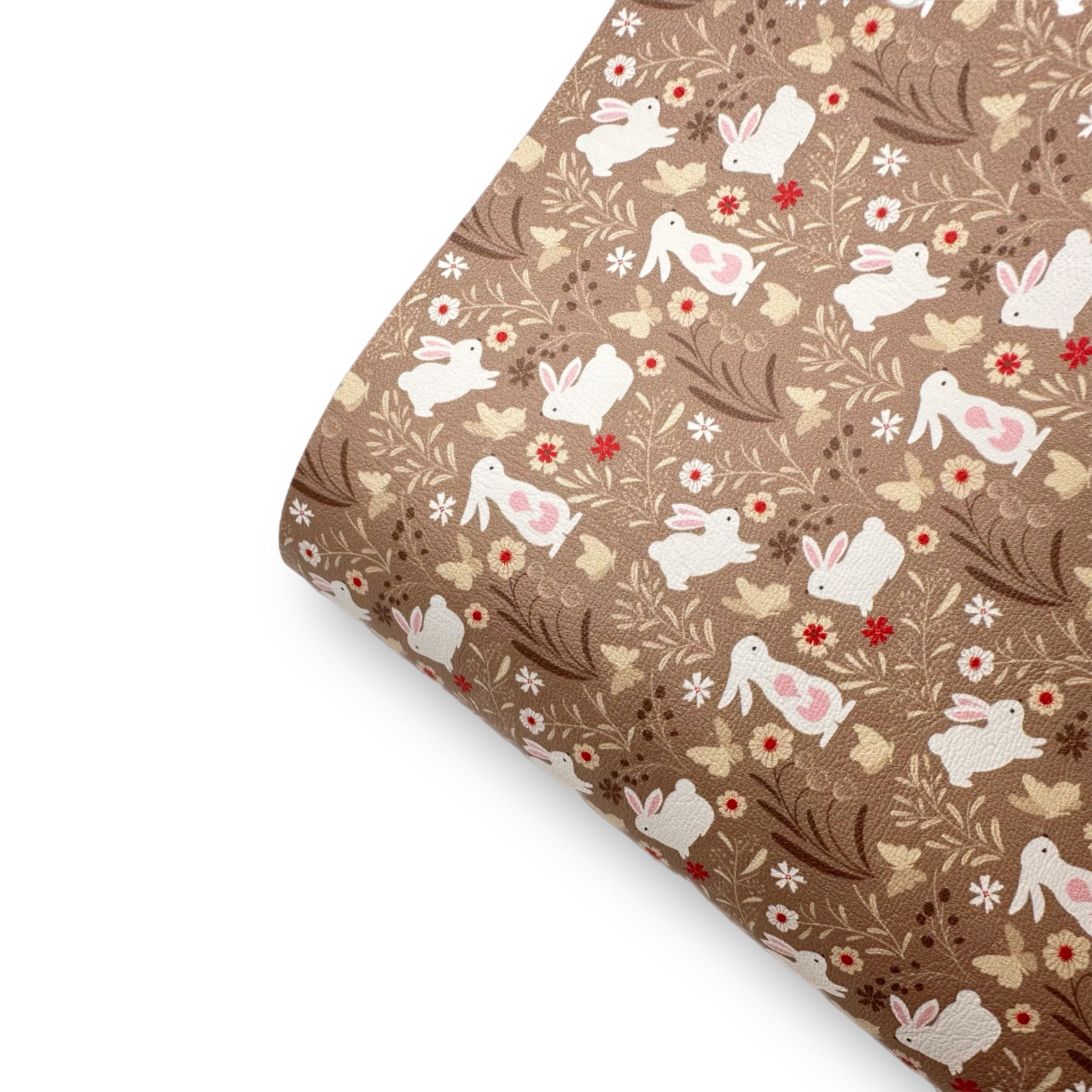 Whimsical Bunny Premium Faux Leather Fabric