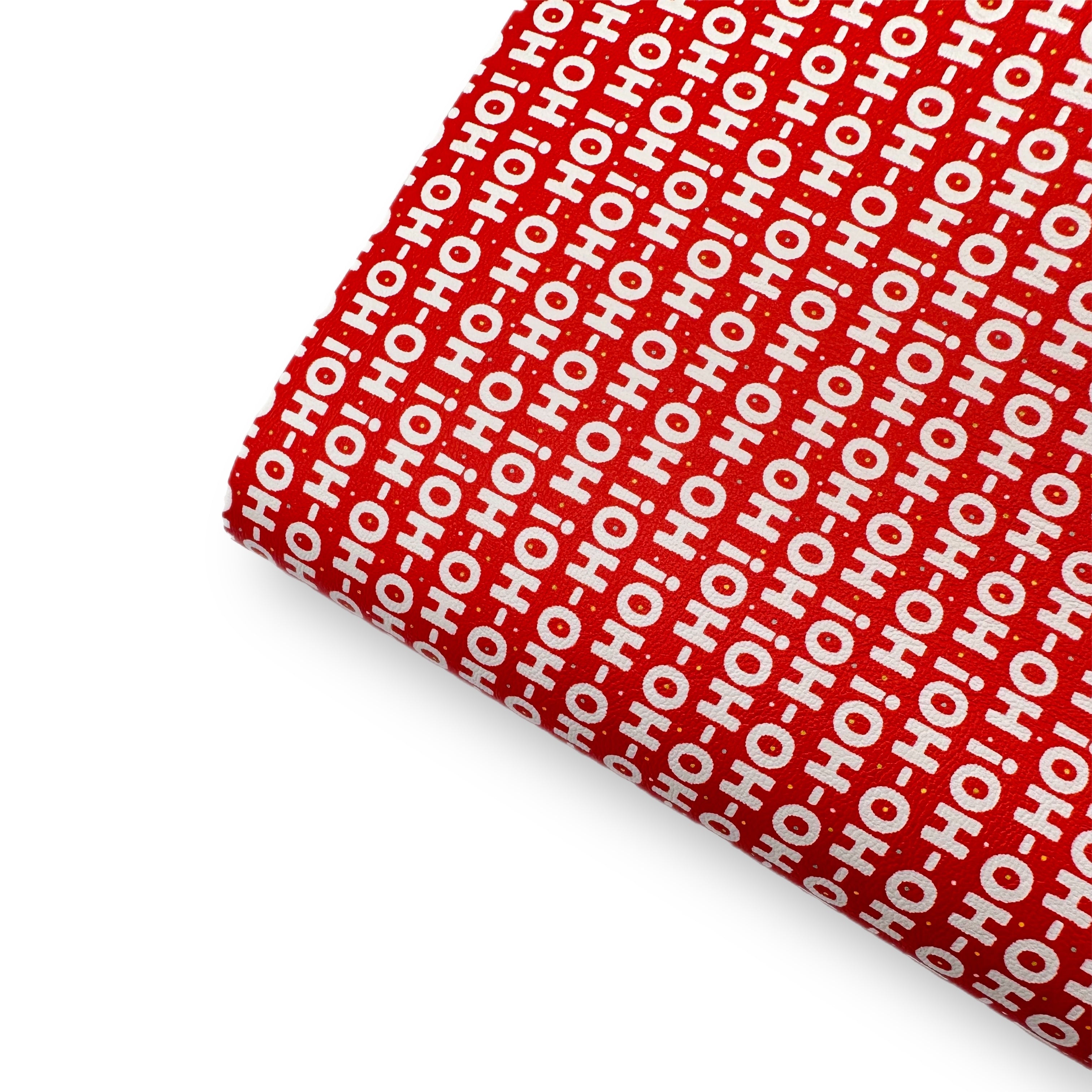 HO-HO-HO Red Premium Faux Leather Fabric Sheets