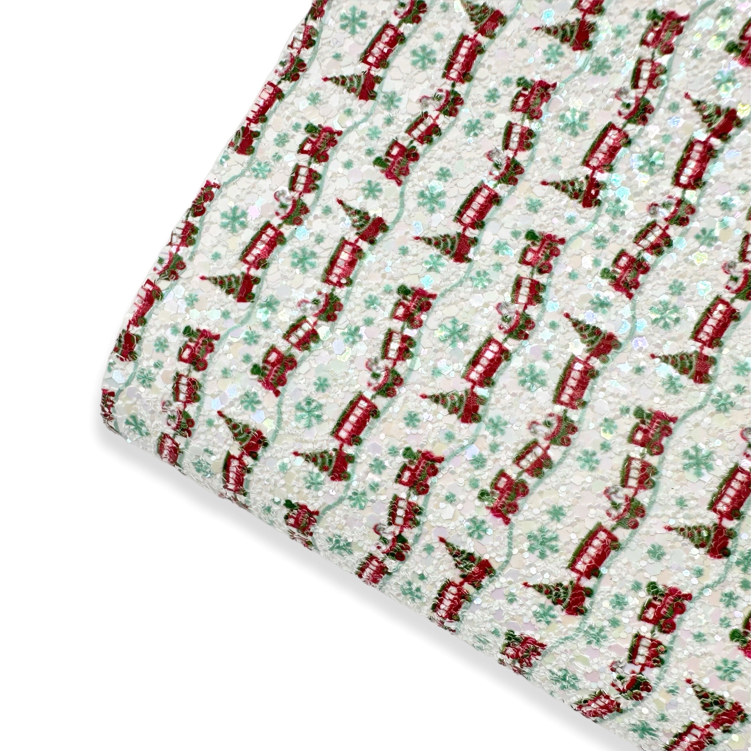 The Christmas Train Chunky Glitter Fabric