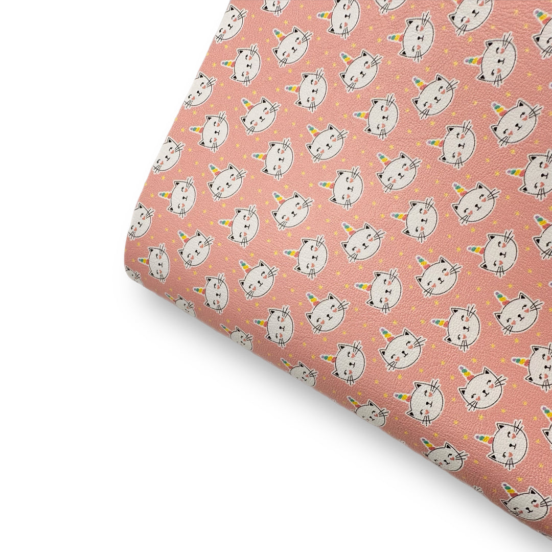 Unicorn Kitten Premium Faux Leather Fabric