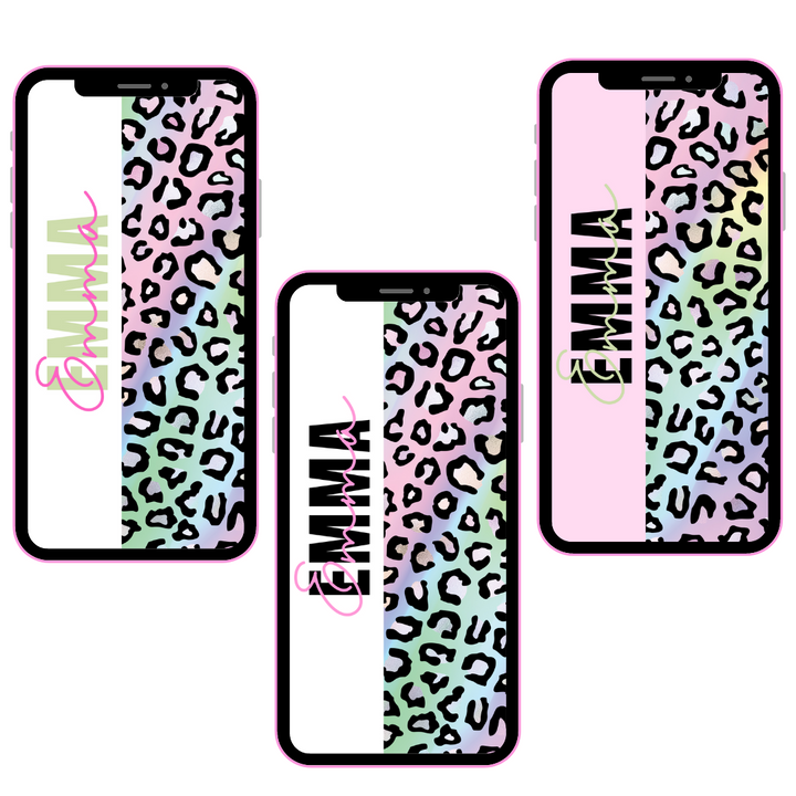 Perfect Pastel Leopard Personalised Phone Wallpaper- Set of 6