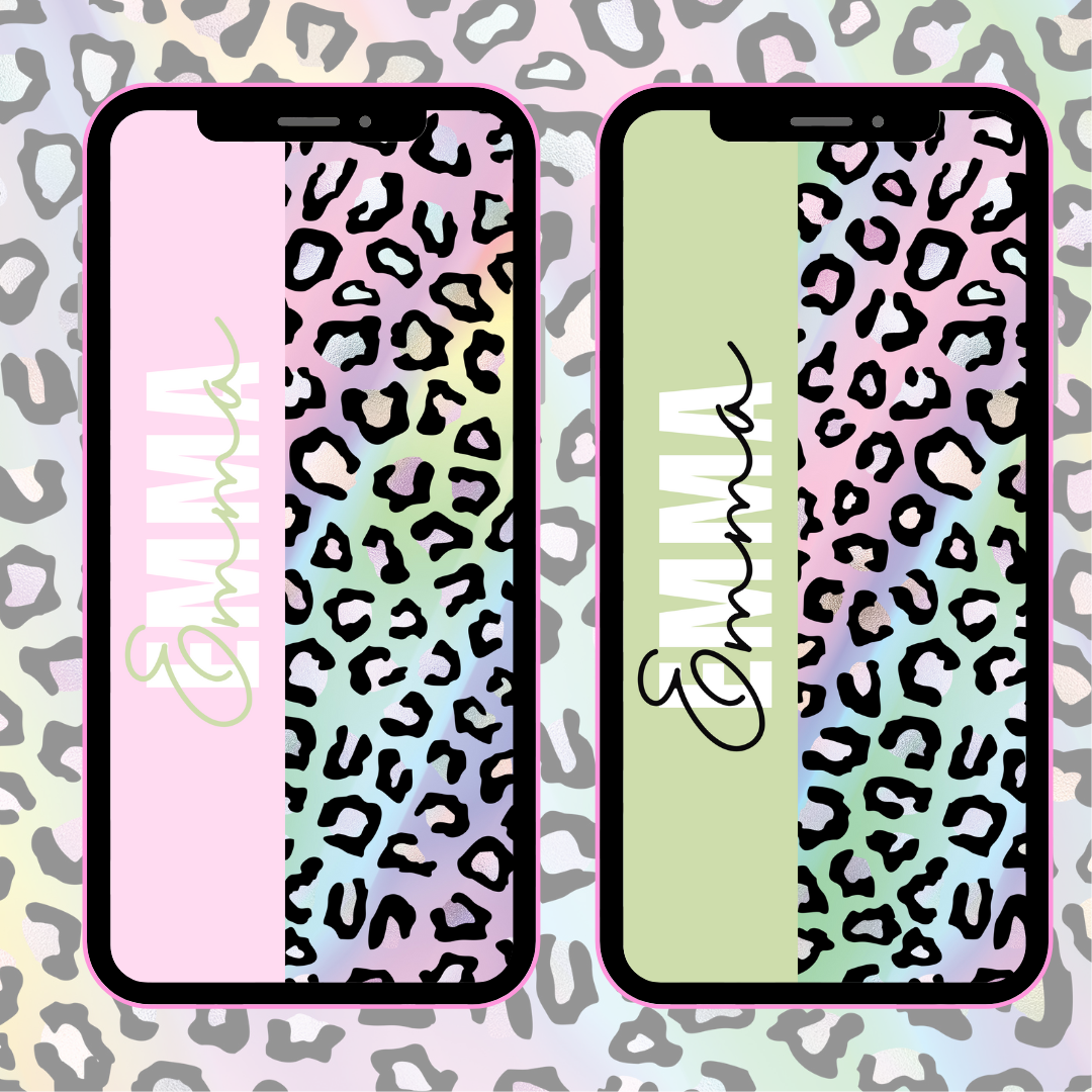 Perfect Pastel Leopard Personalised Phone Wallpaper- Set of 6