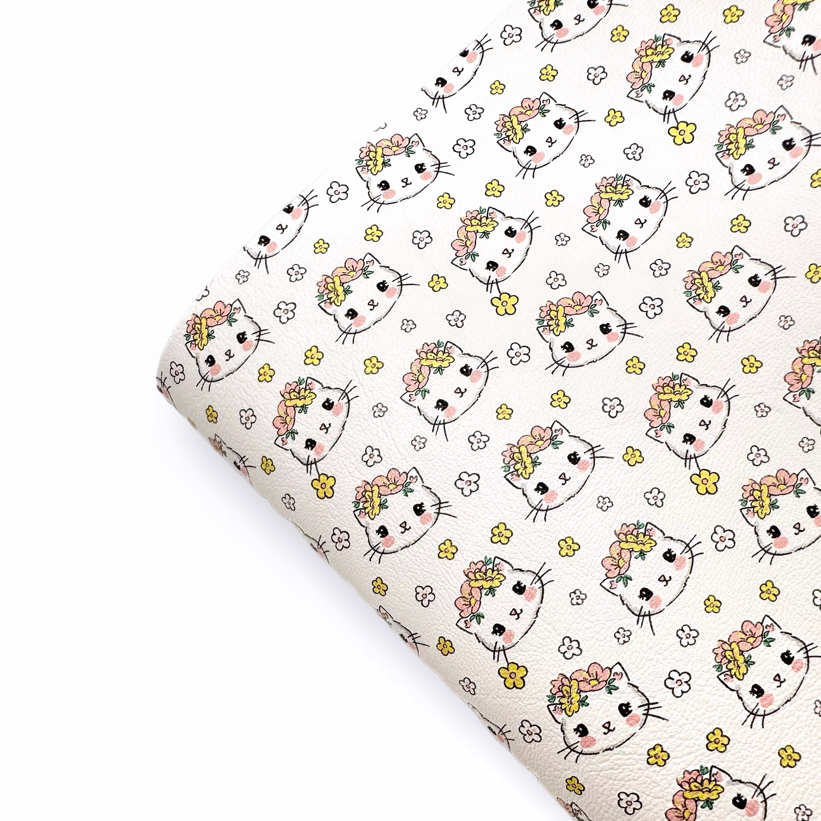 Spring Kitty Premium Faux Leather Fabric