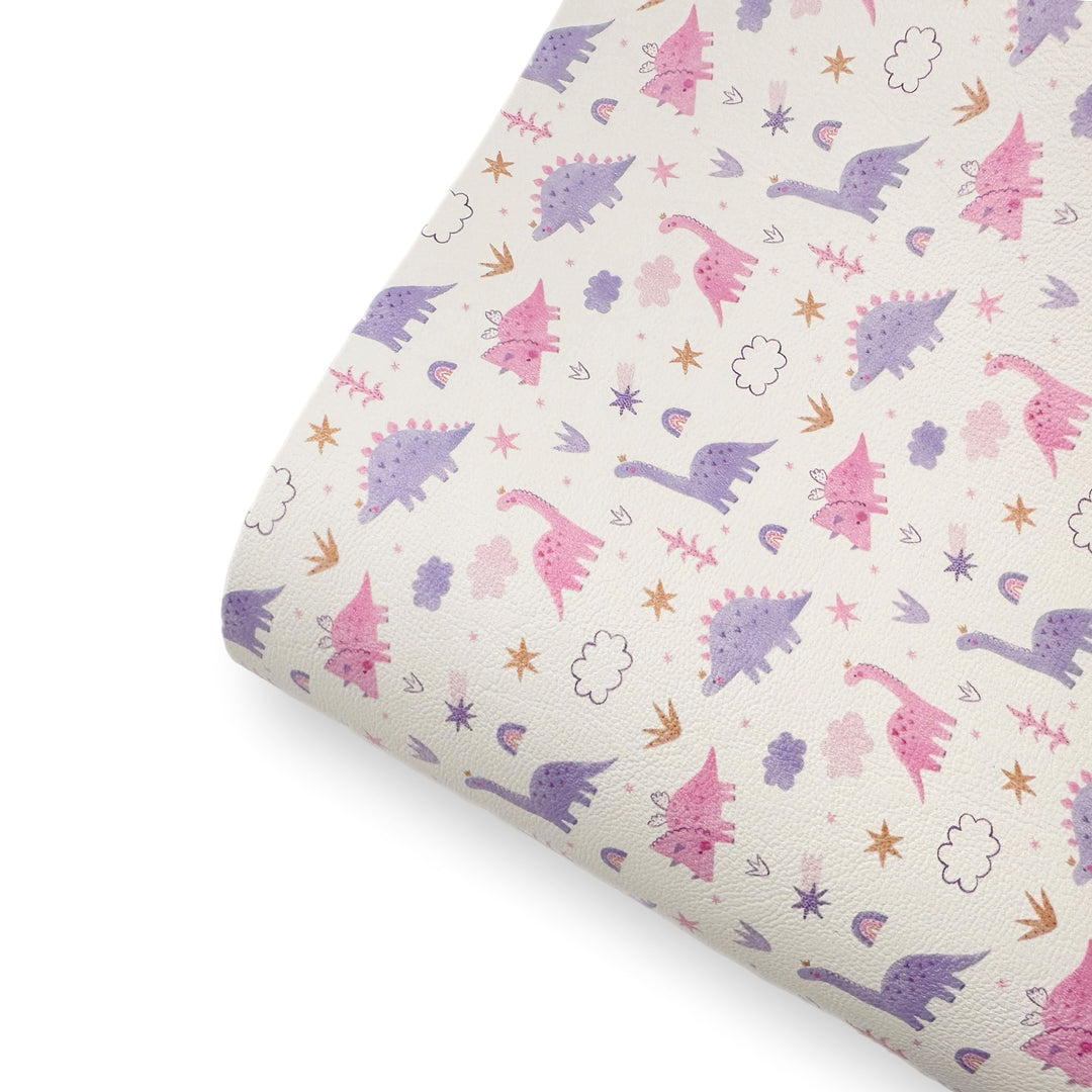 Cutie Dinos Premium Faux Leather Fabric