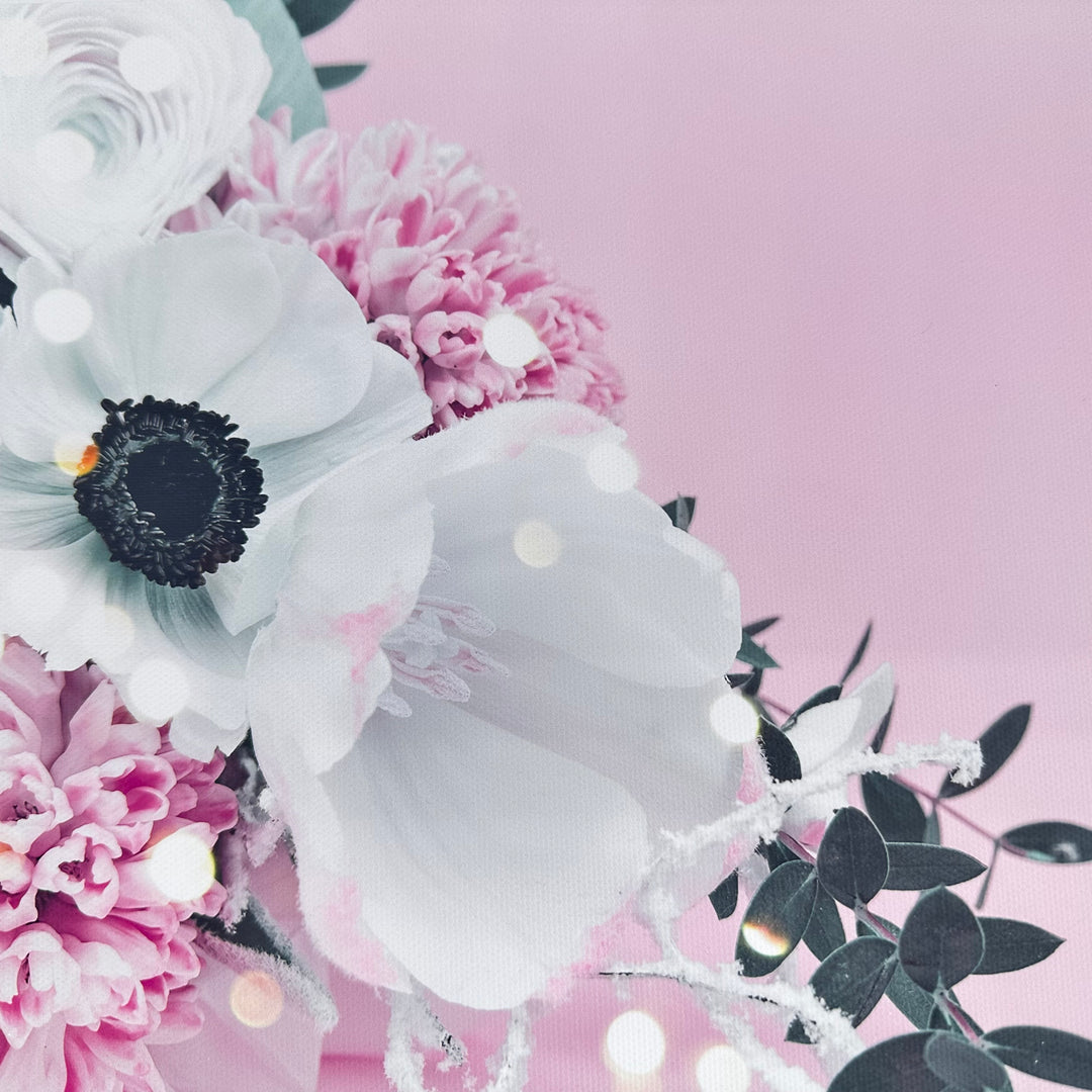 Winter Pink Florals Canvas Photography Background