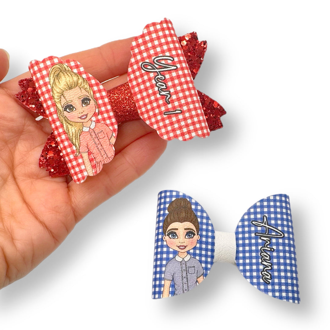 Gingham School Dolly’s 3.5” | Pre Cut DIY Hair Bow Loops