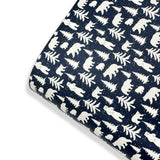 Polar Bear Forest Navy Premium Faux Leather Fabric