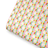 Ice Cream Strawberry Stripes Premium Faux Leather Fabric