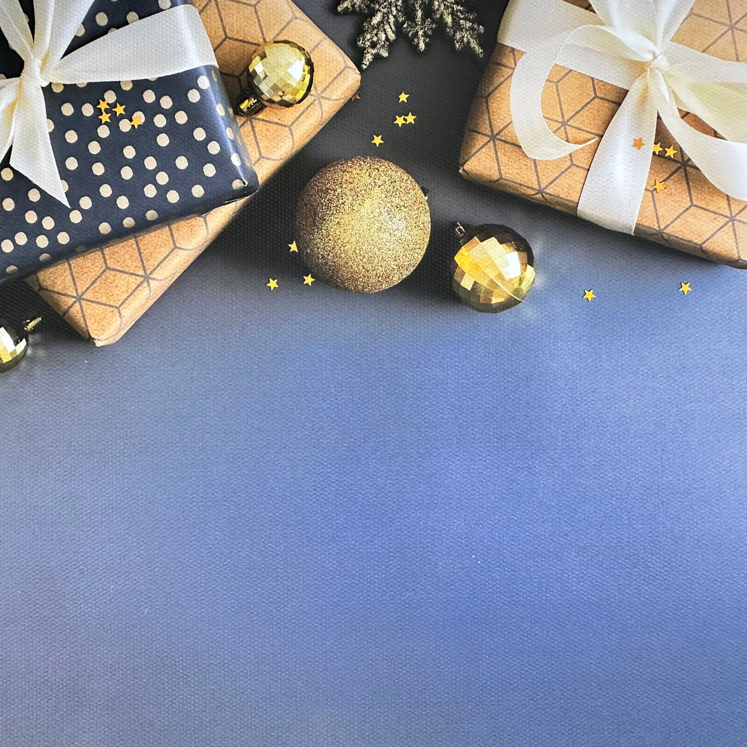 Navy & Gold Gift Giving Canvas Photography Background