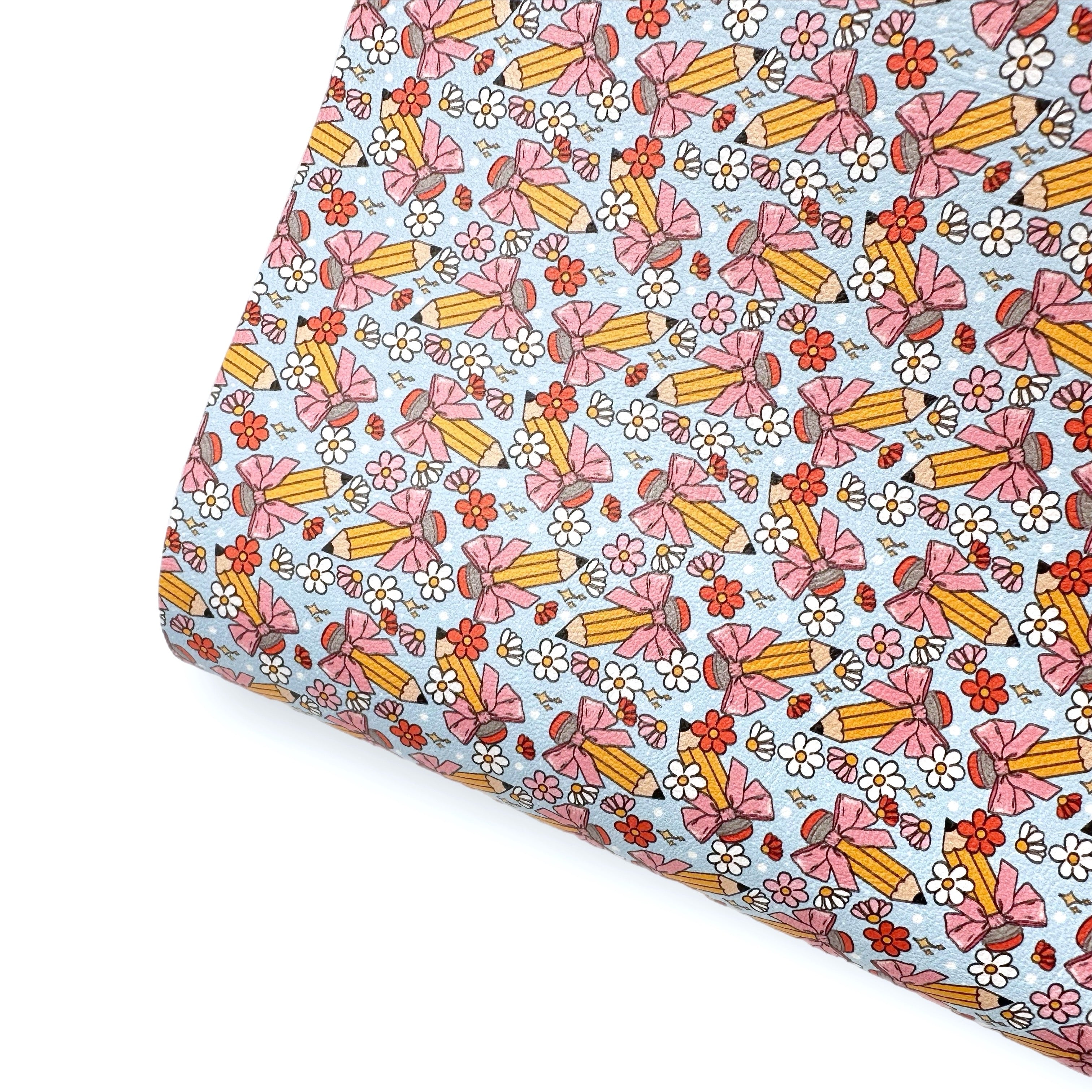 Flowery Pencils Premium Faux Leather Fabric