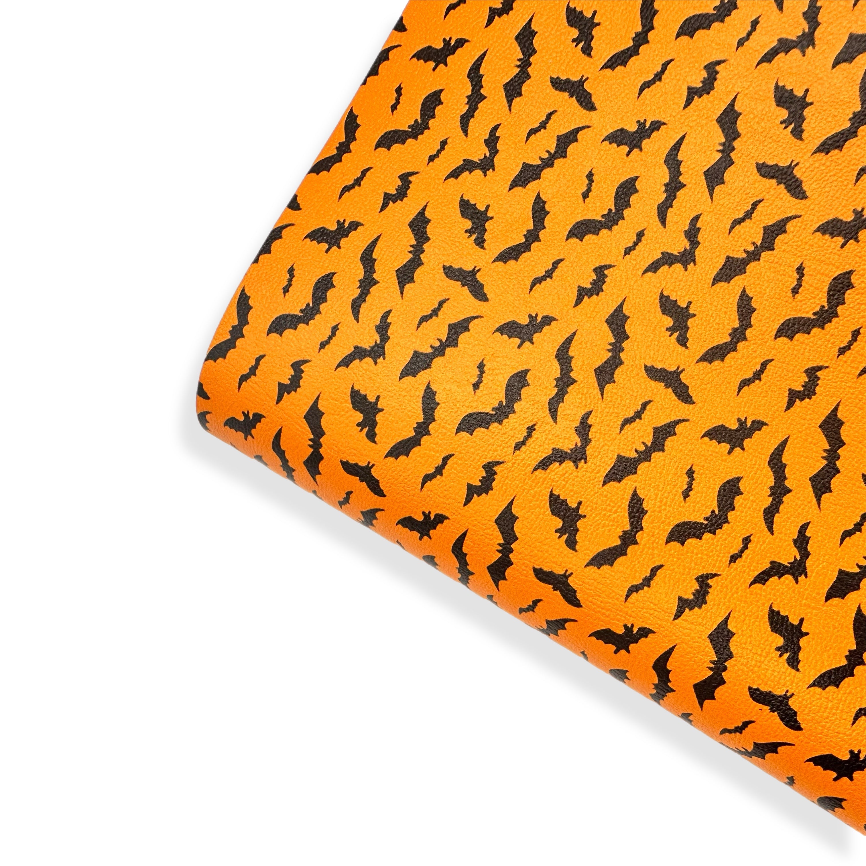 Orange Bats Premium Faux Leather Fabric